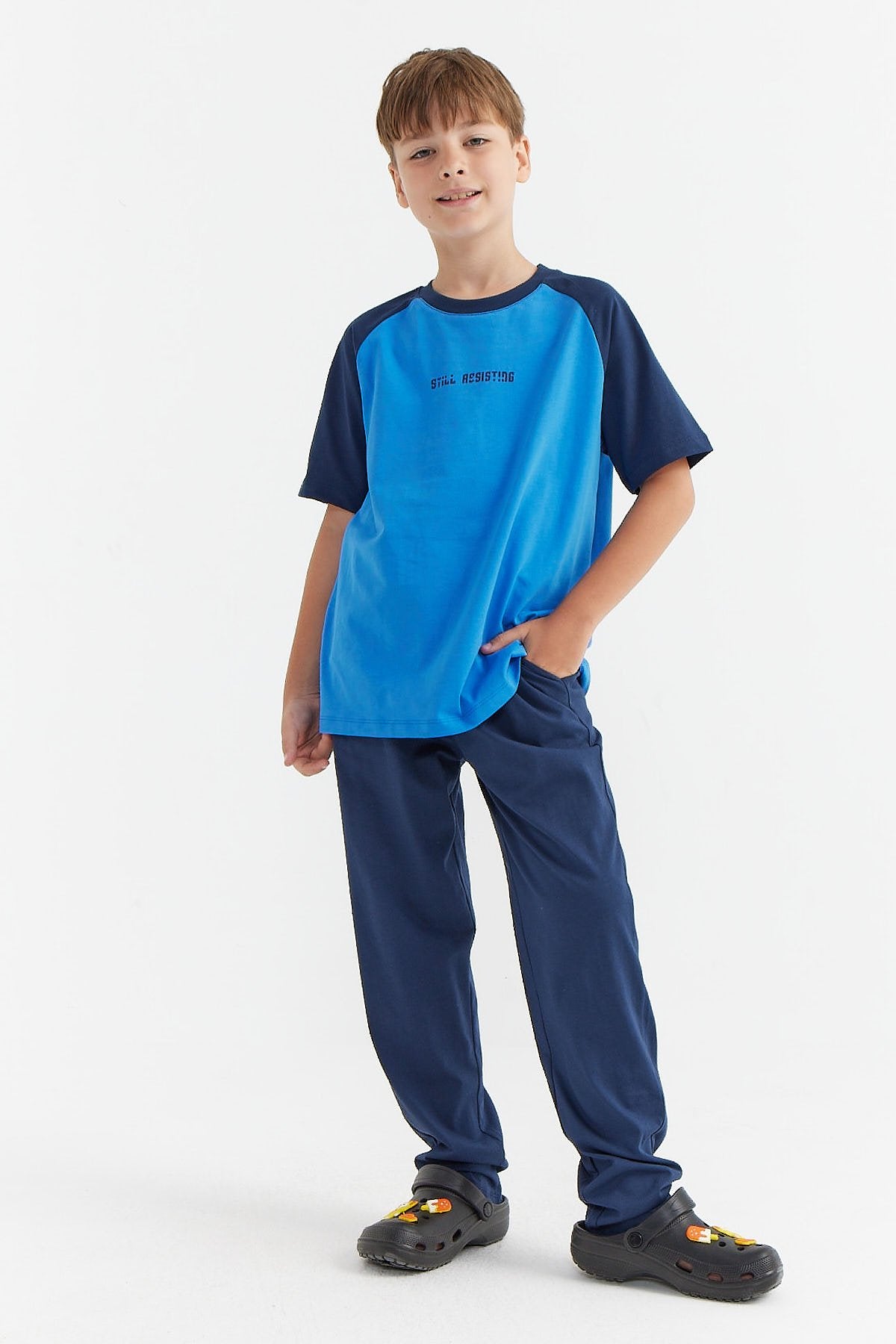 Erkek Çocuk Yazılı Baskılı Pijama Takımı