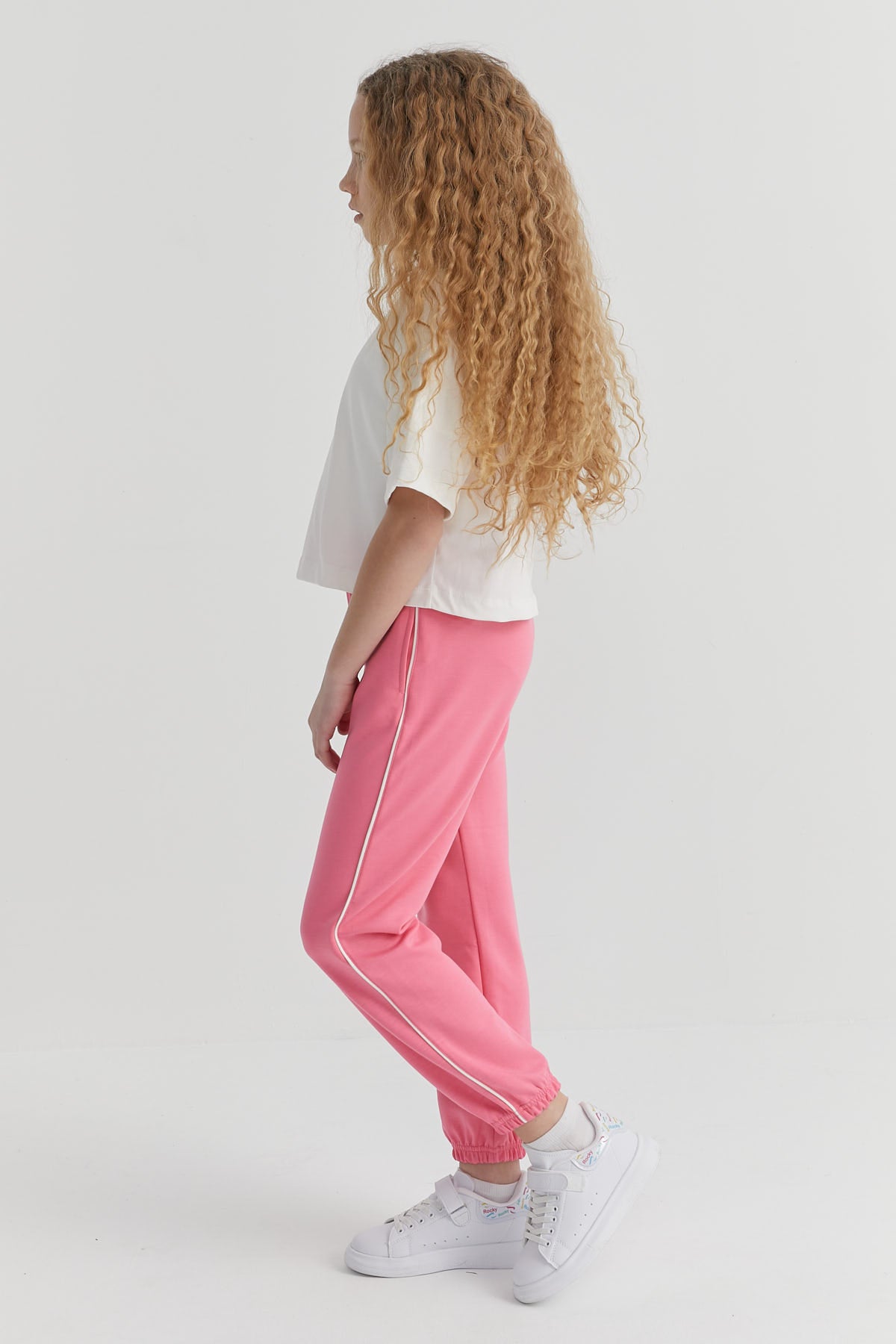 Girl's Sweat Bottom with Elastic Waist and Legs