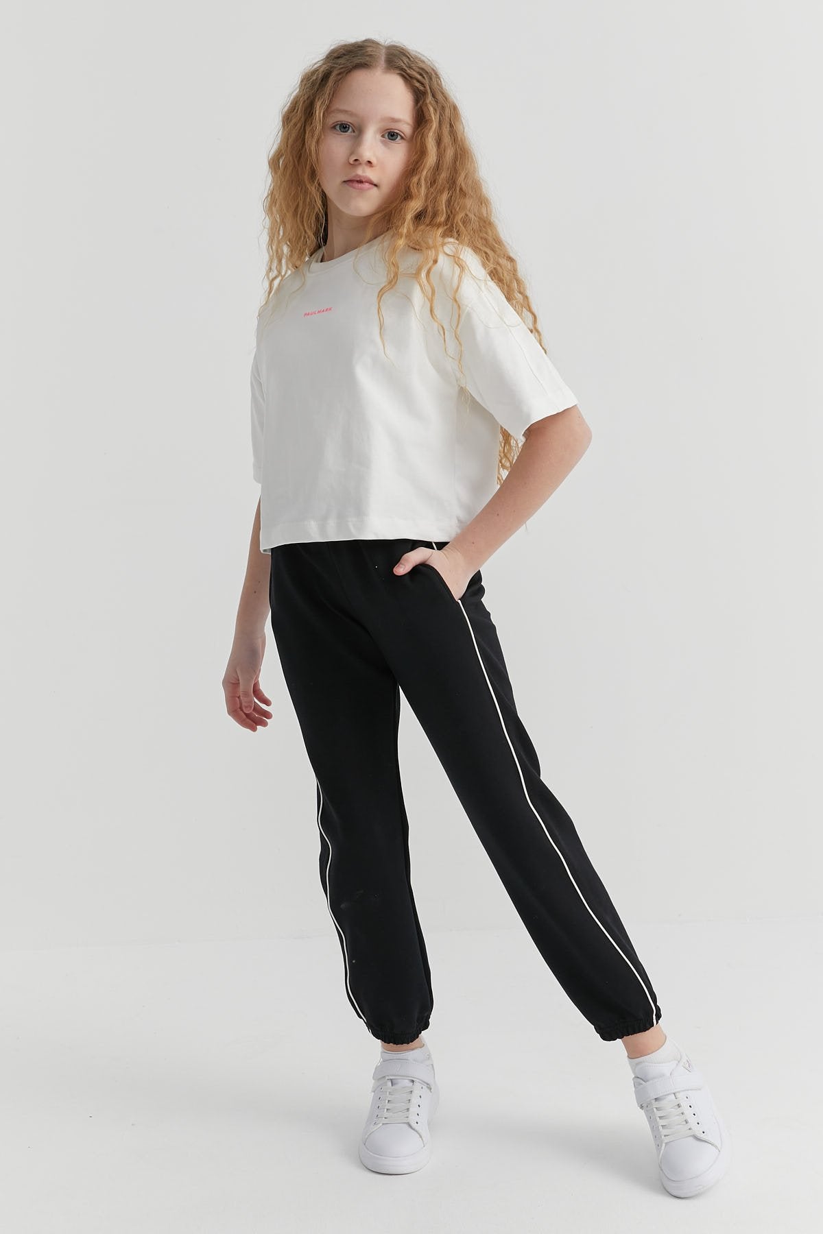 Girl's Sweat Bottom with Elastic Waist and Legs