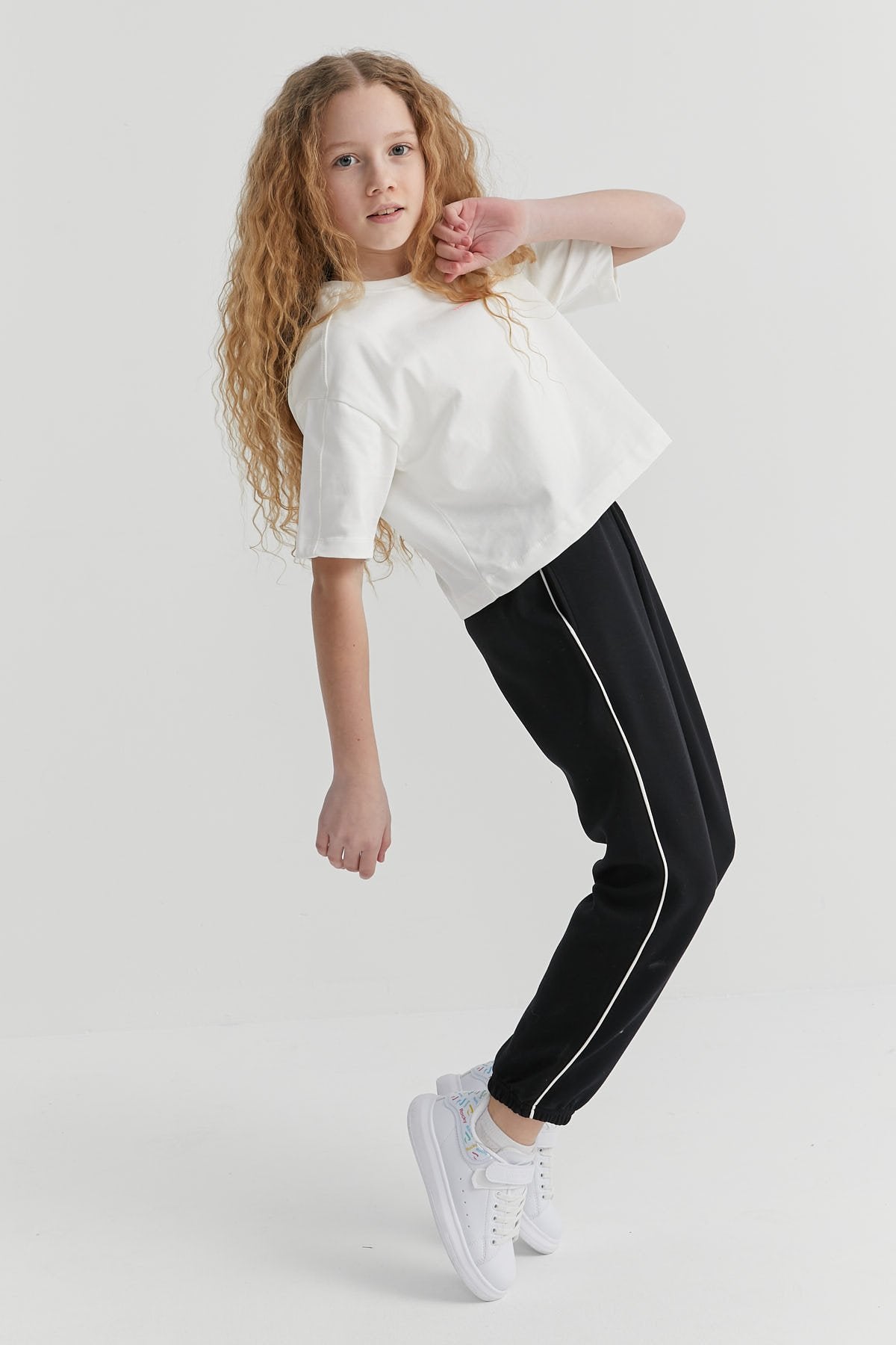 Girl's Sweat Bottom with Elastic Waist and Legs