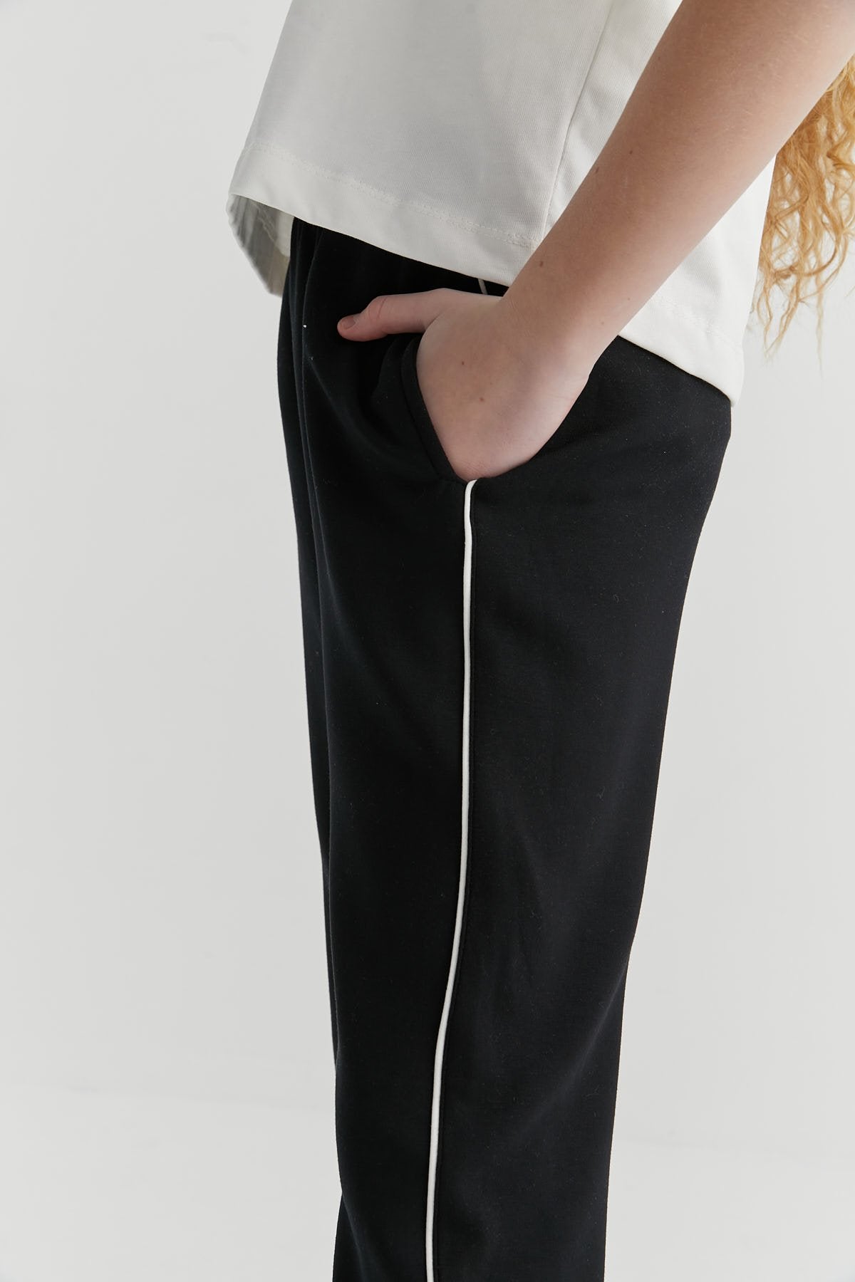 Girl's Sweat Bottom with Elastic Waist and Legs