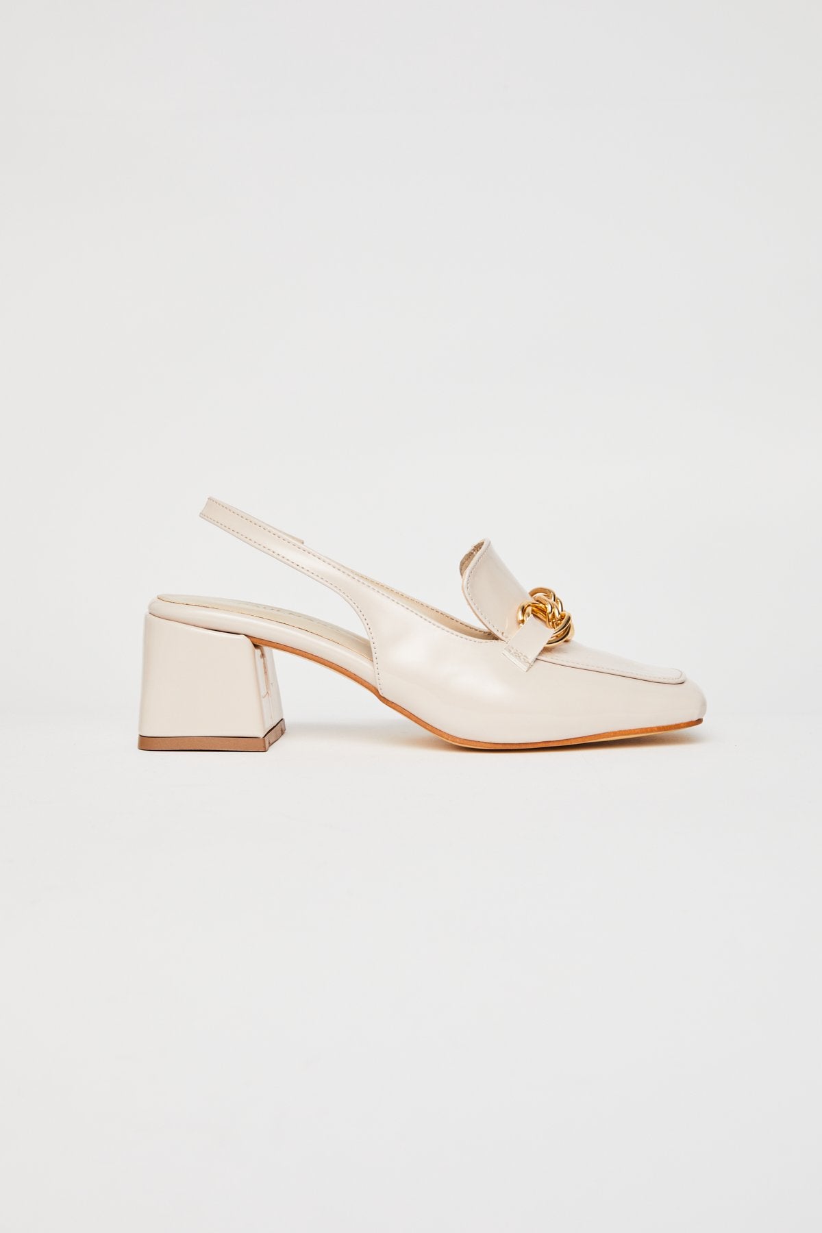 Women's Open Back Thick Detailed High Heel Shoes