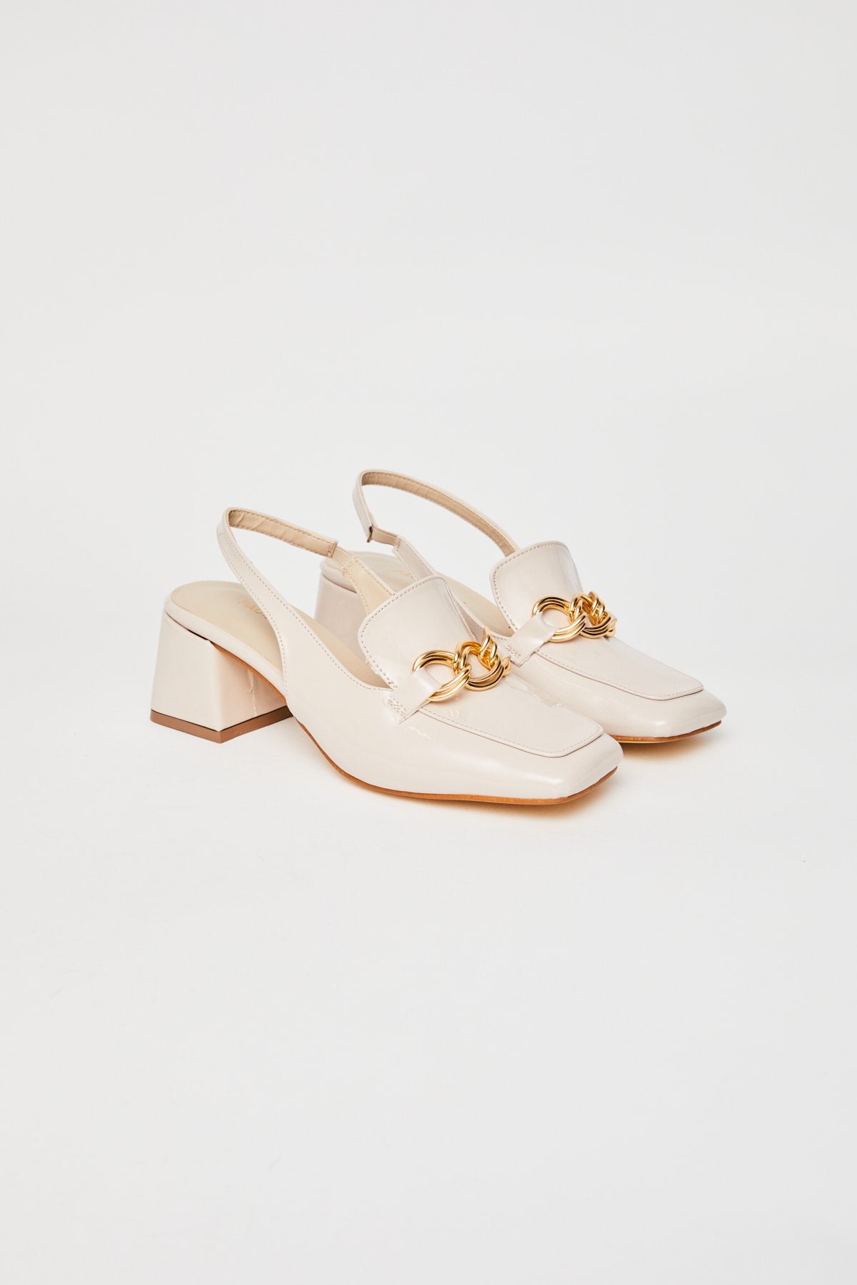 Women's Open Back Thick Detailed High Heel Shoes
