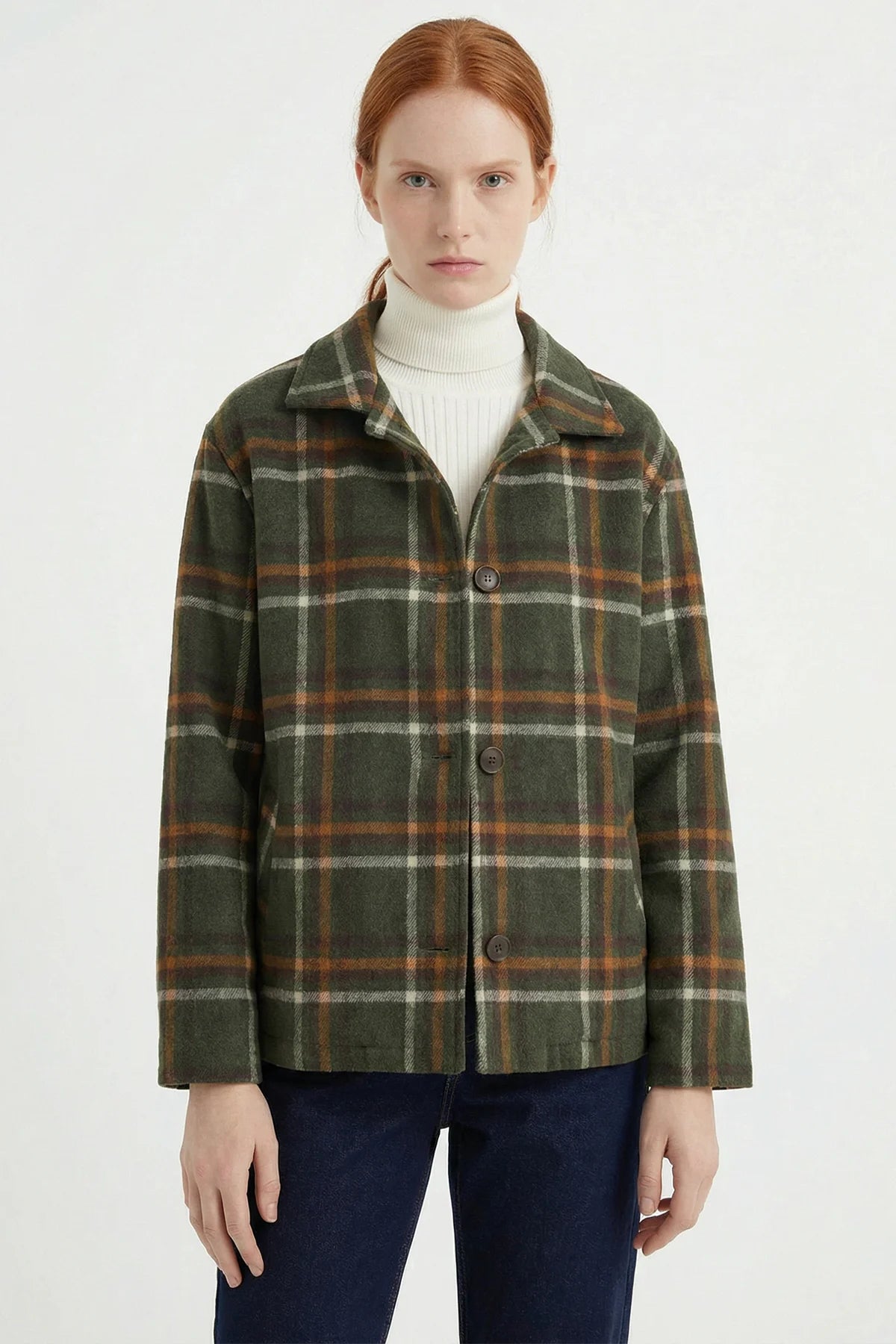 Women's Plaid Shirt Jacket