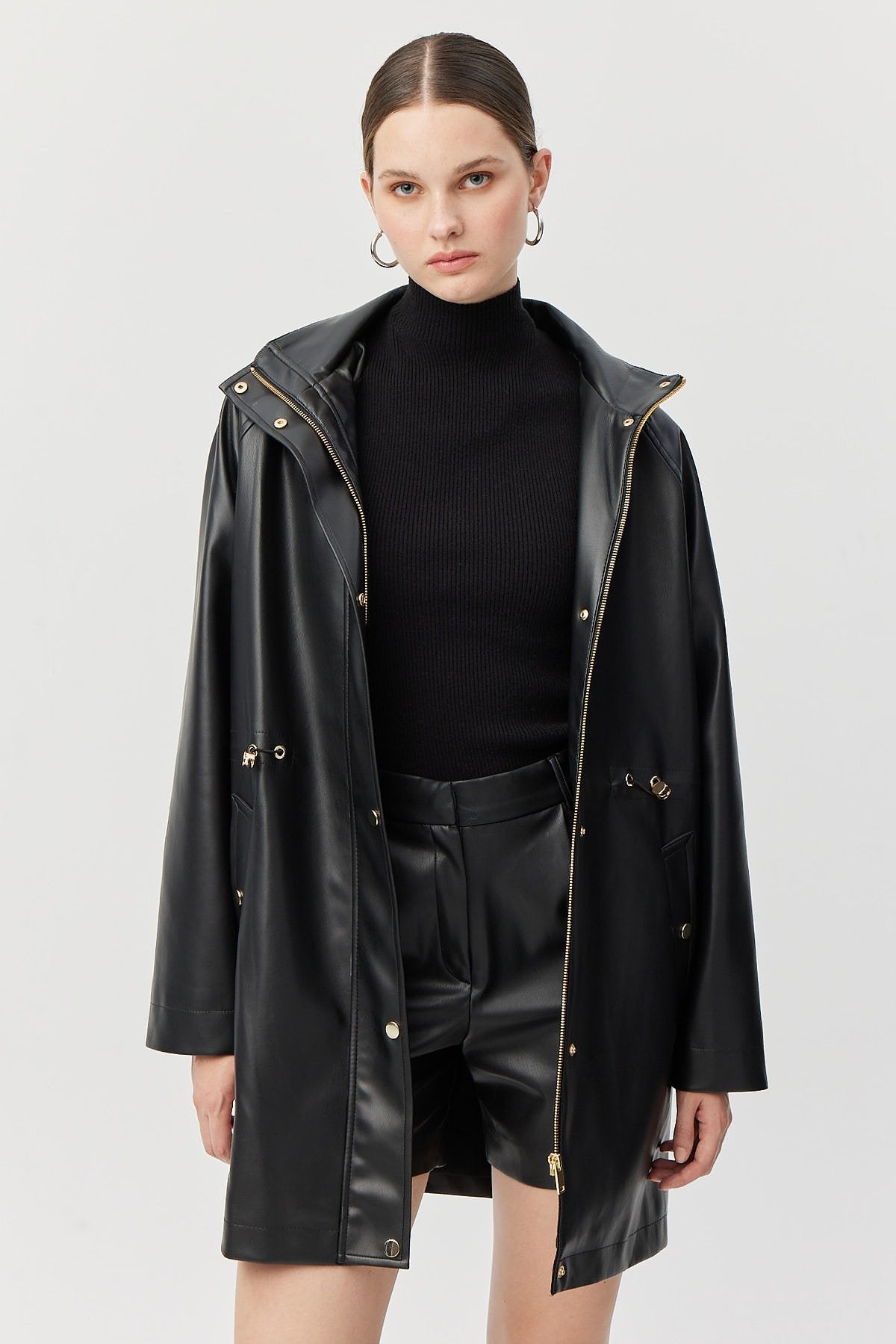 Women's Leather Trench Coat