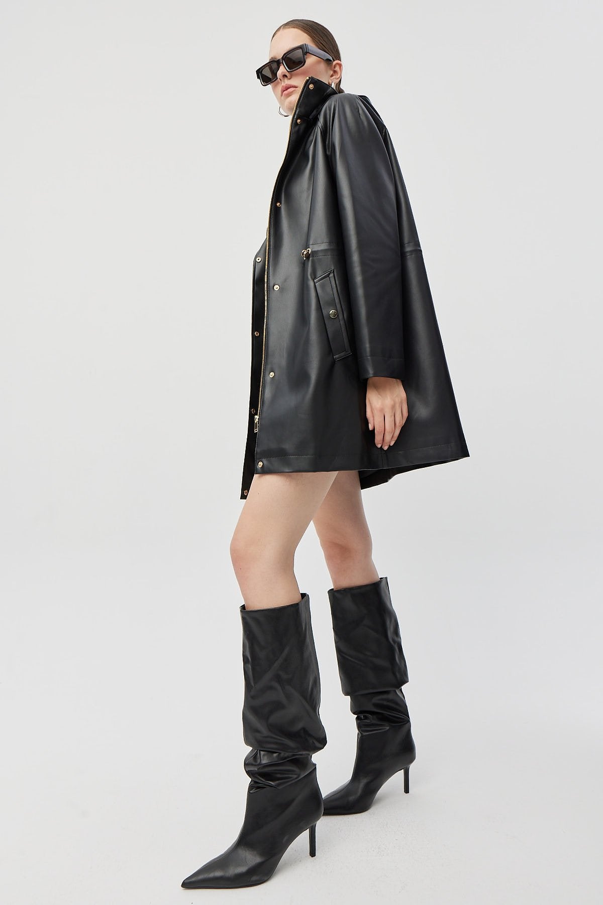 Women's Leather Trench Coat