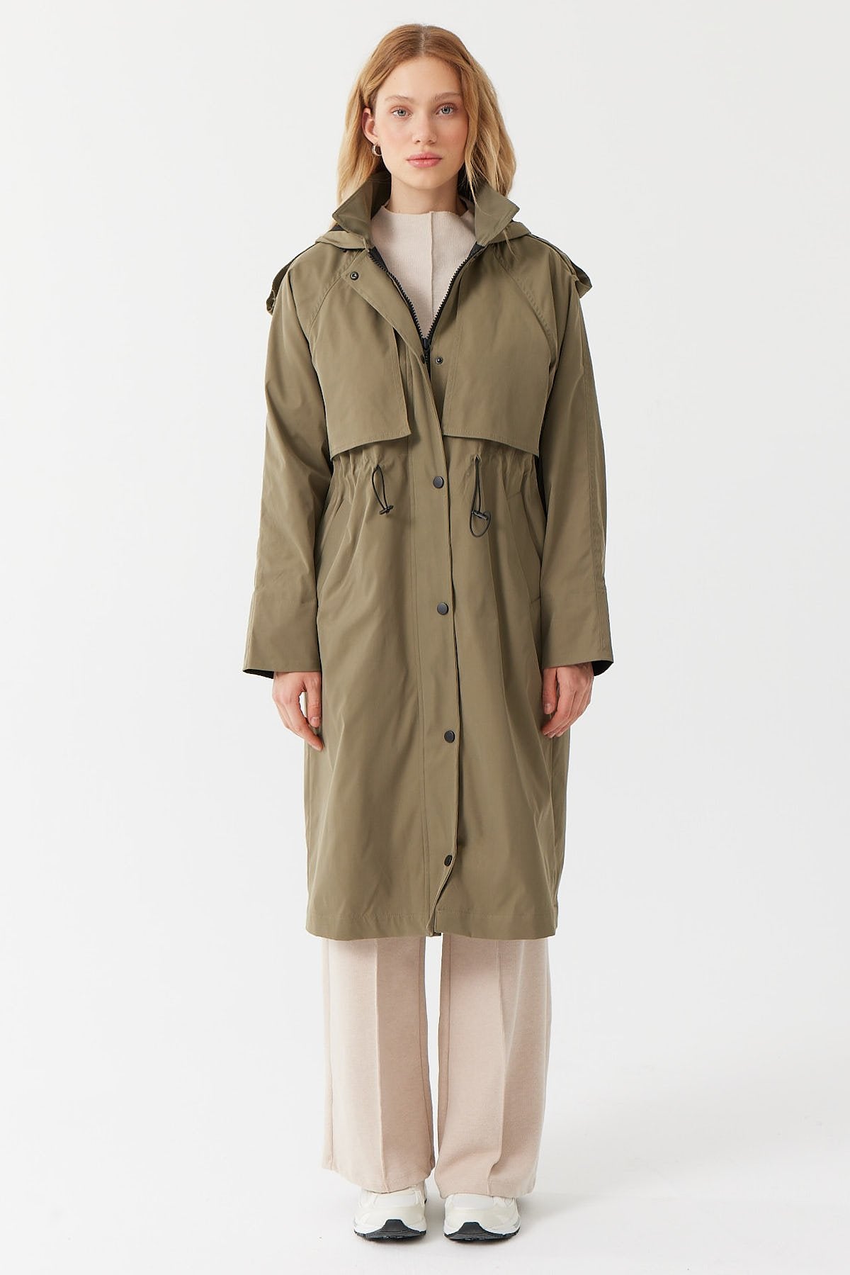 معطف ترنش نسائي مقاوم للرياح