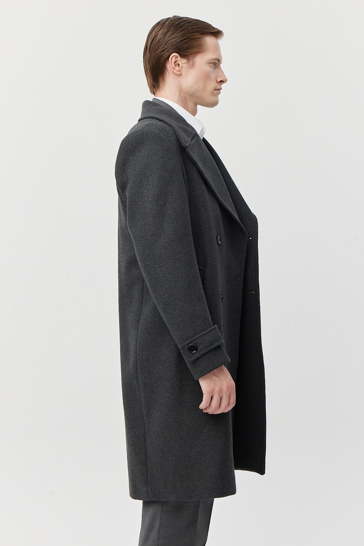 Men's Double-Breasted Long Coat