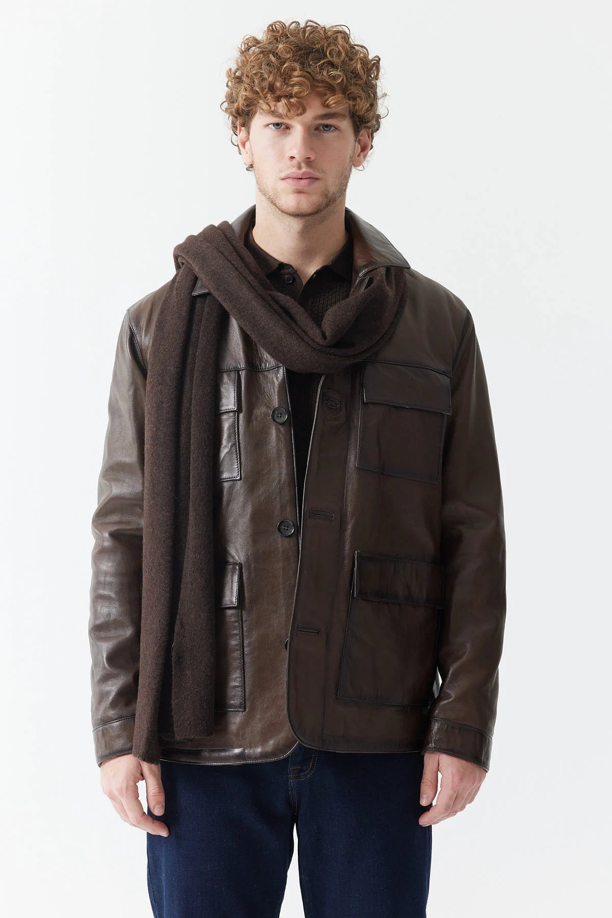 معطف جلدي للرجال