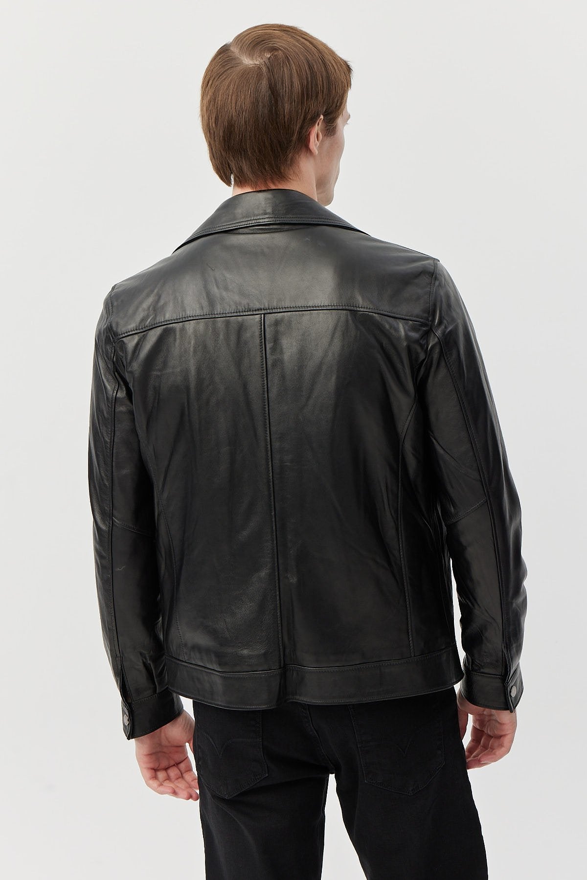 جاكيت جلدي مريح بسحاب للرجال