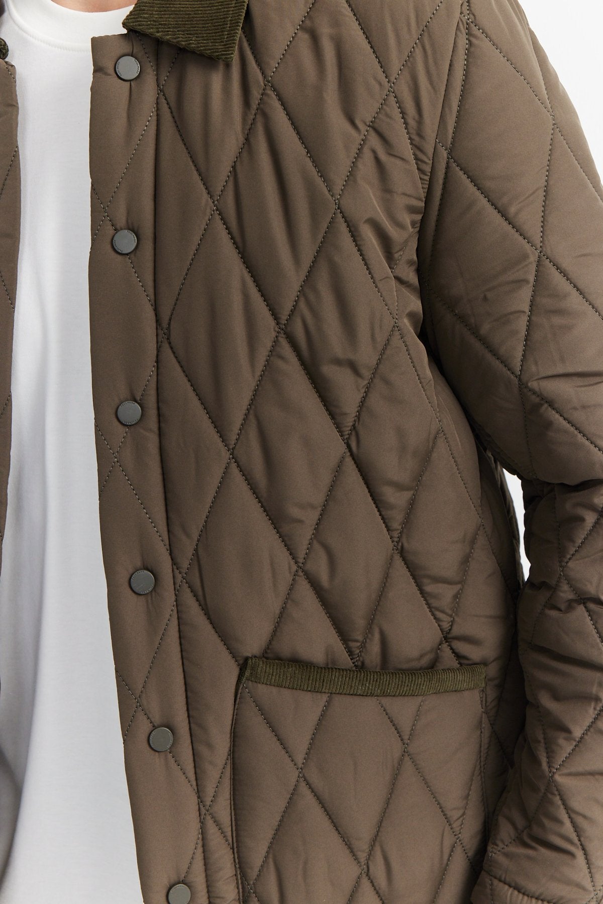 Men's Contrast Collar Quilted Coat