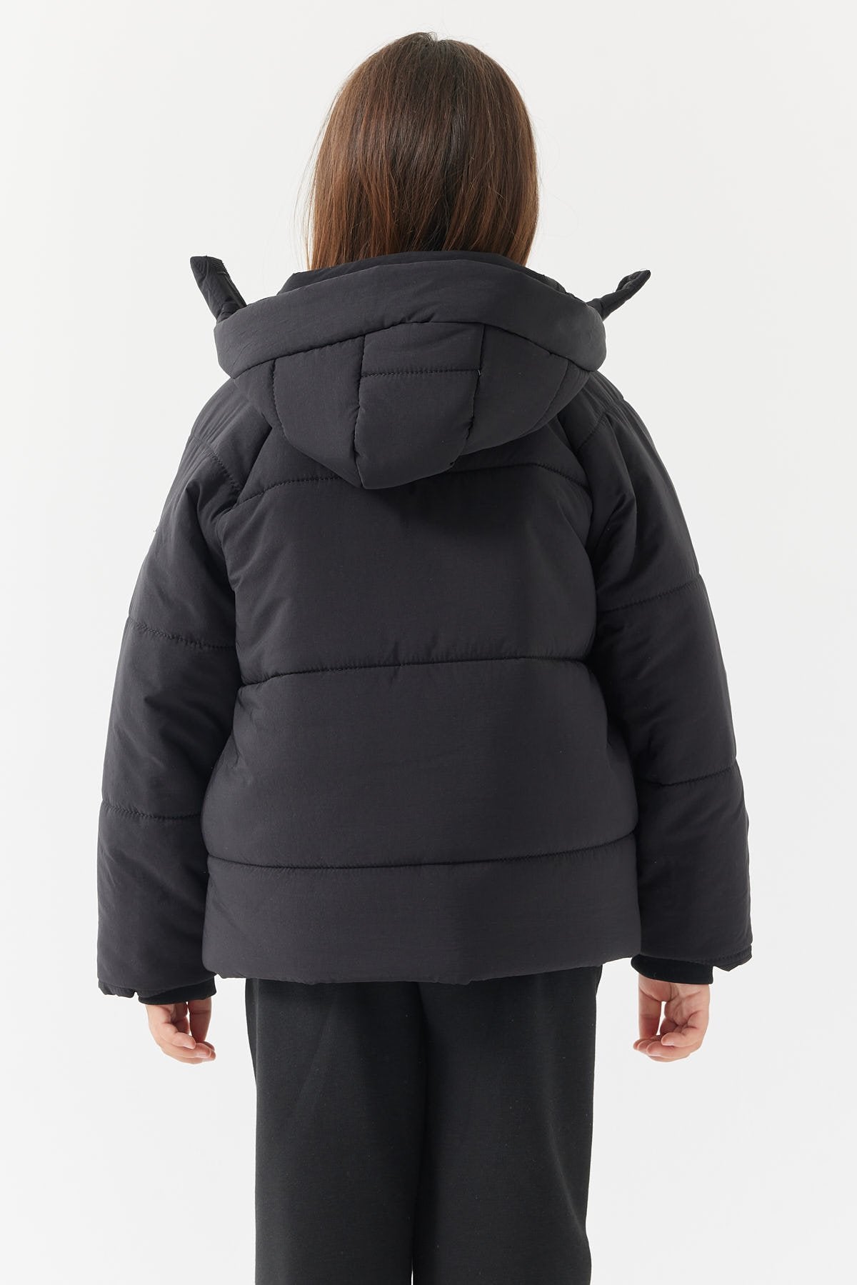 معطف منتفخ بغطاء رأس للبنات