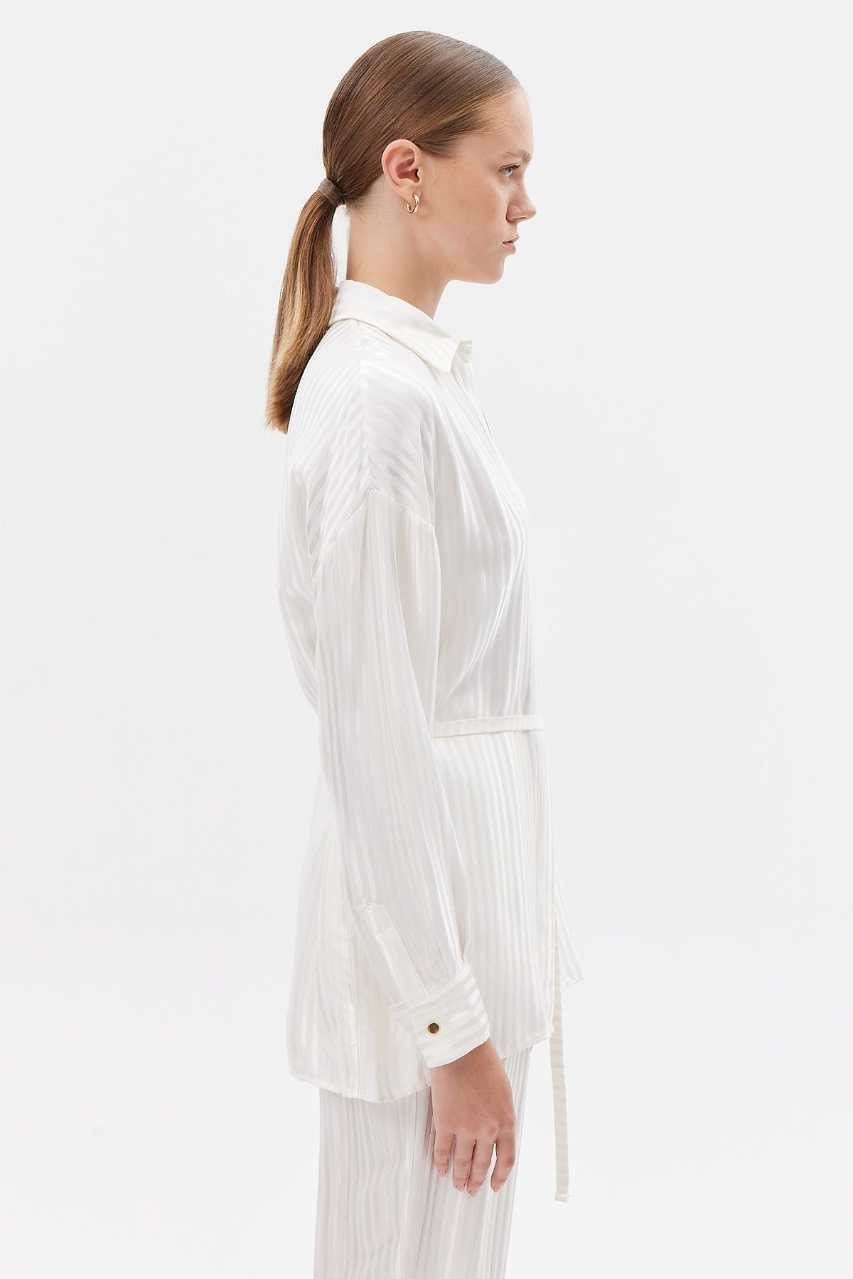 Kadın D Tokalı Saten Gömlek