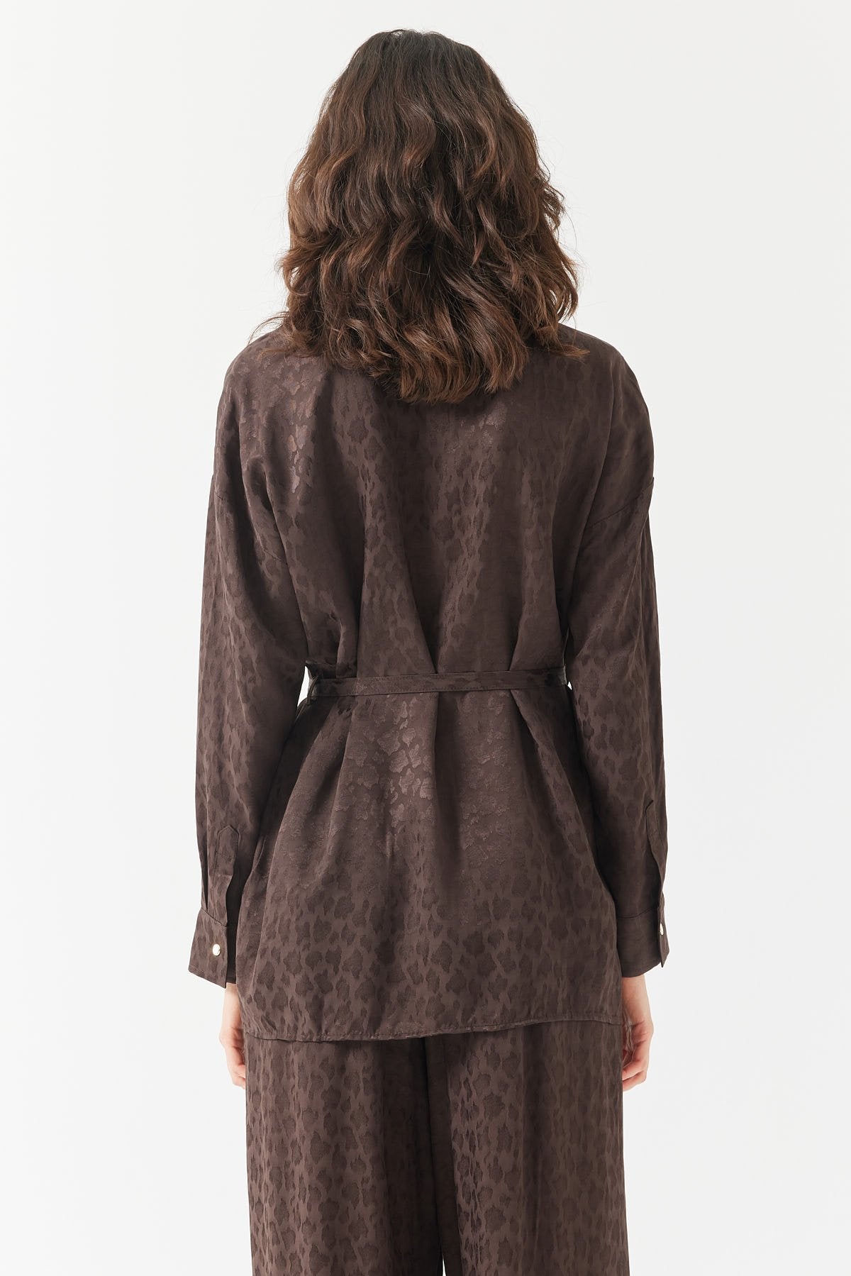 Women's Patterned Belted Shirt