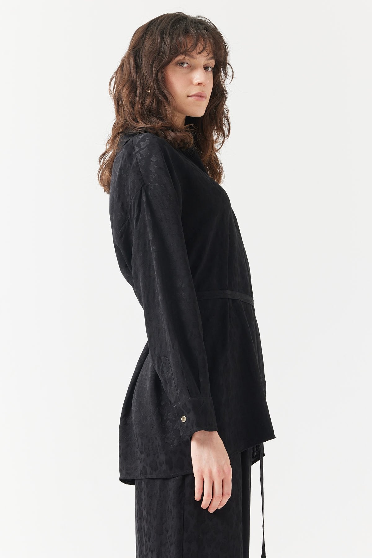 Women's Patterned Belted Shirt