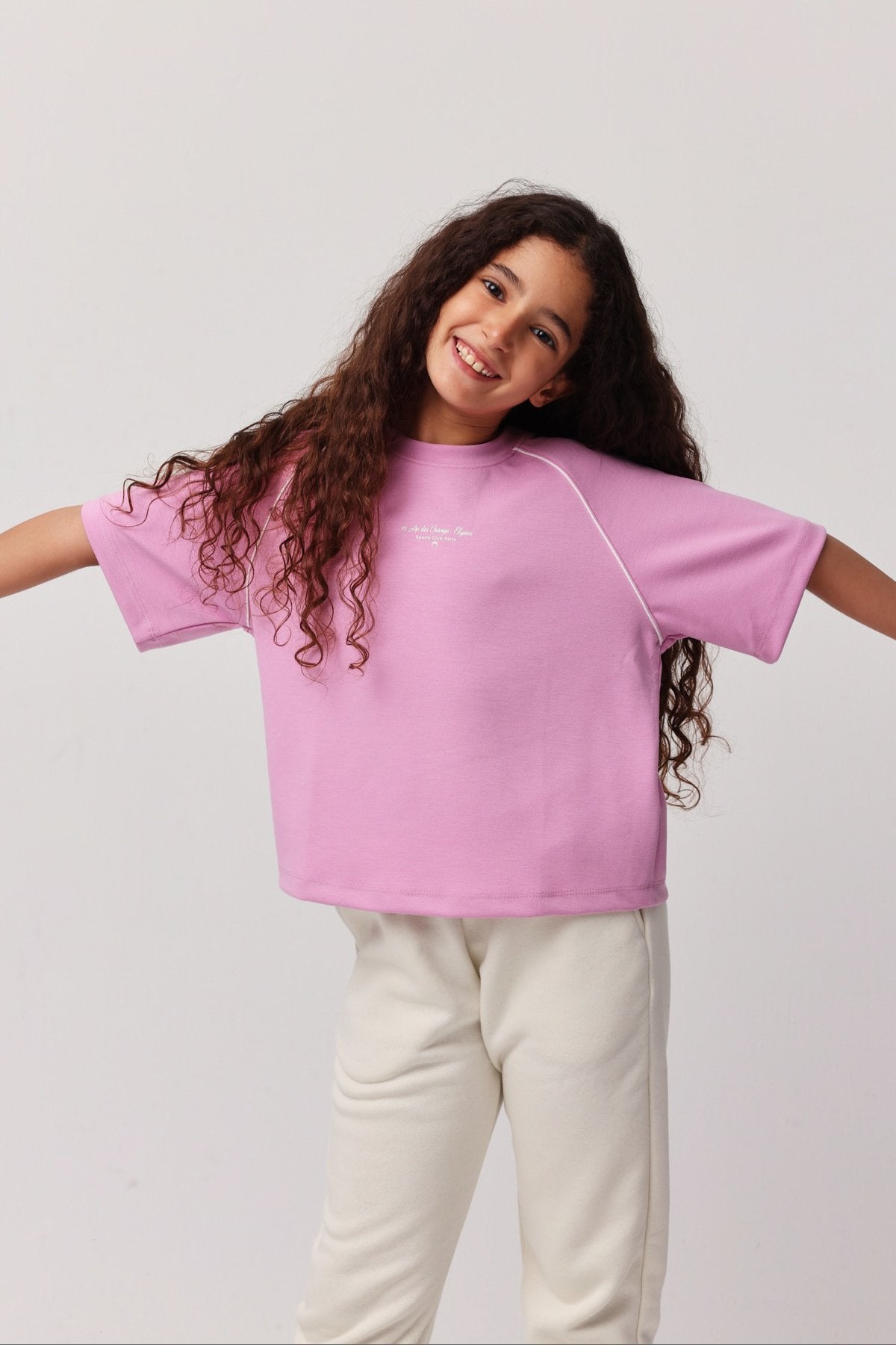 Kız Çocuk Kontrast Dikişli T-shirt