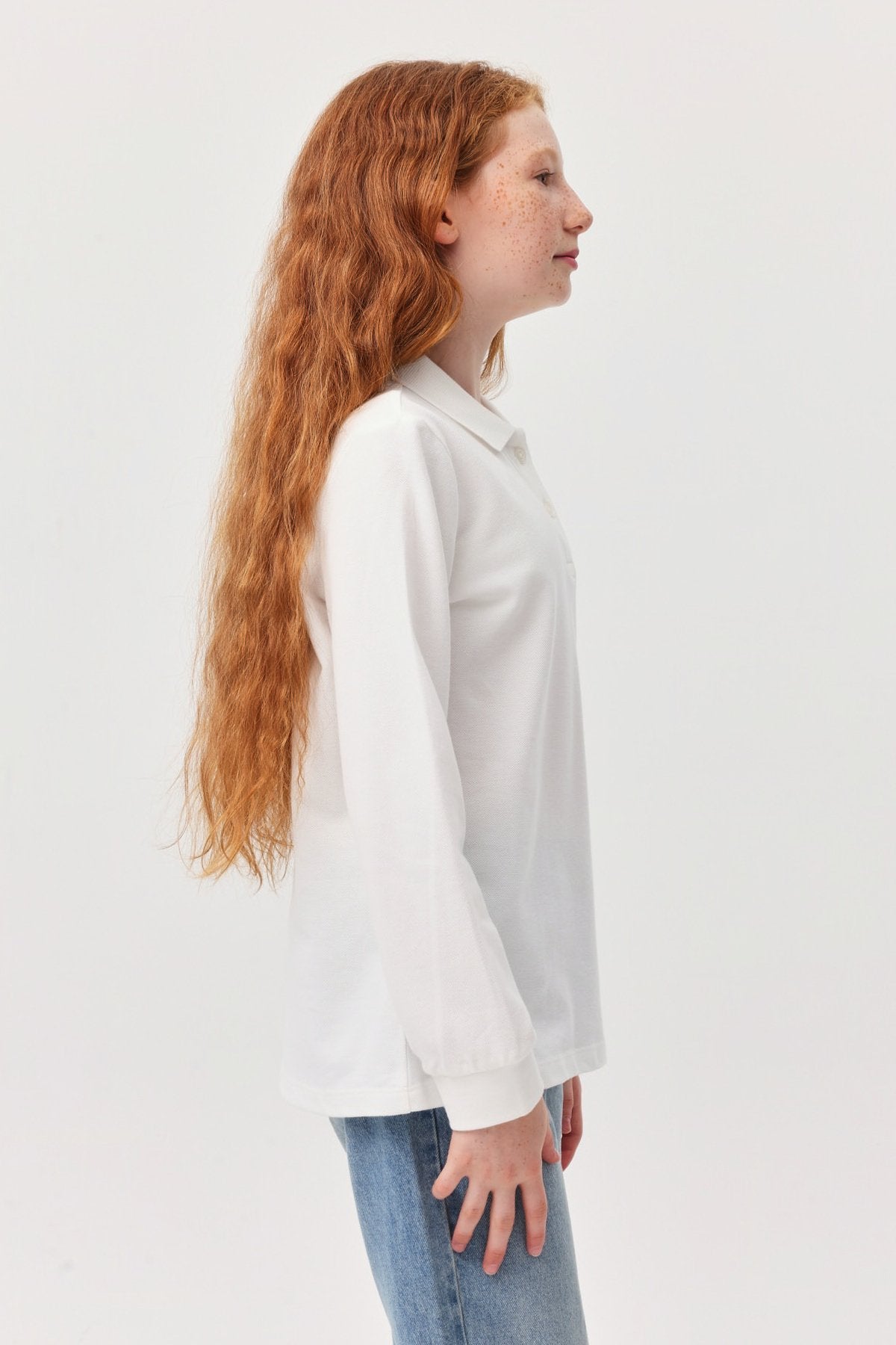 Kız Çocuk Polo Yaka Uzun Kollu T-shirt