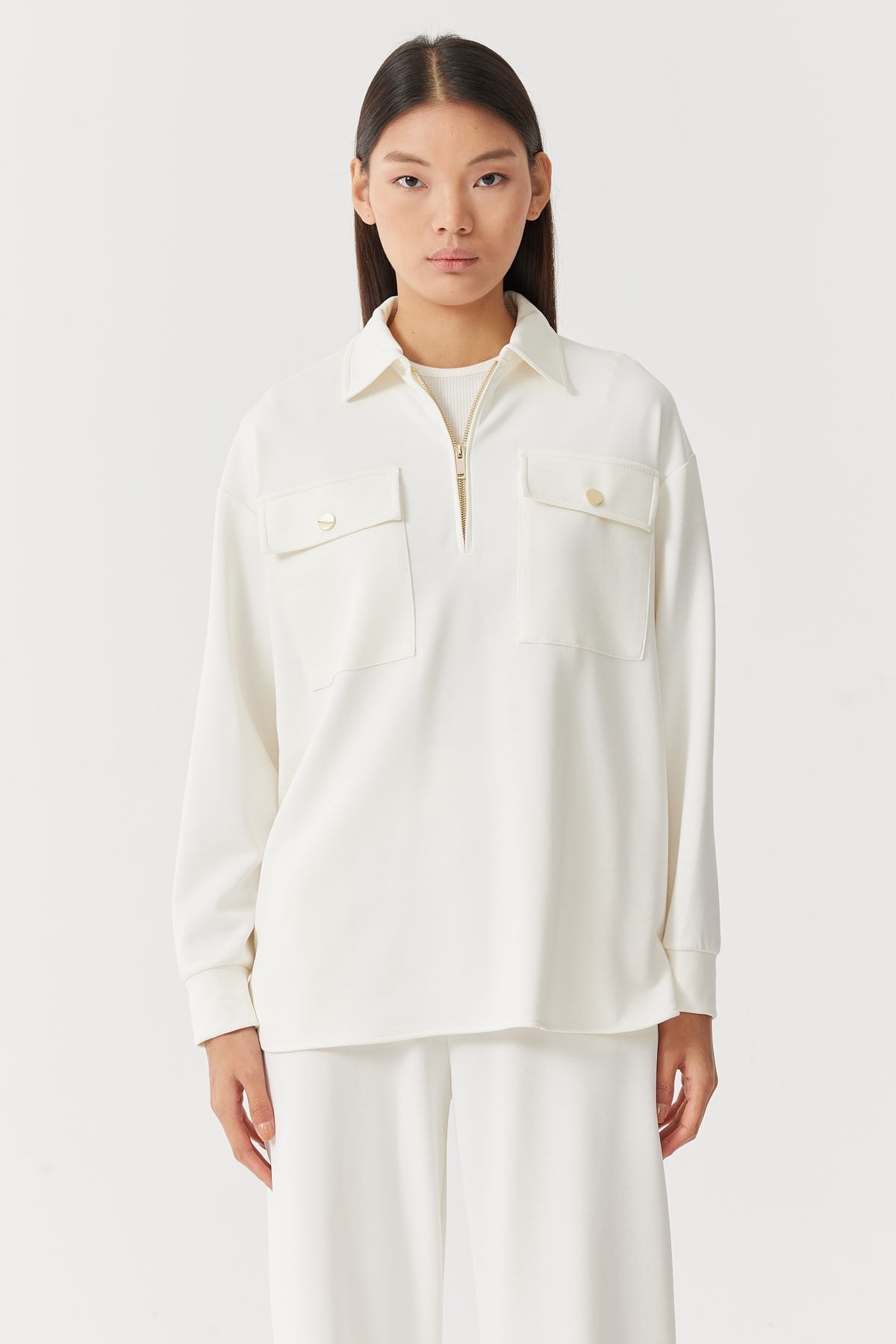 Kadın Kapak Cepli Sweat Üst