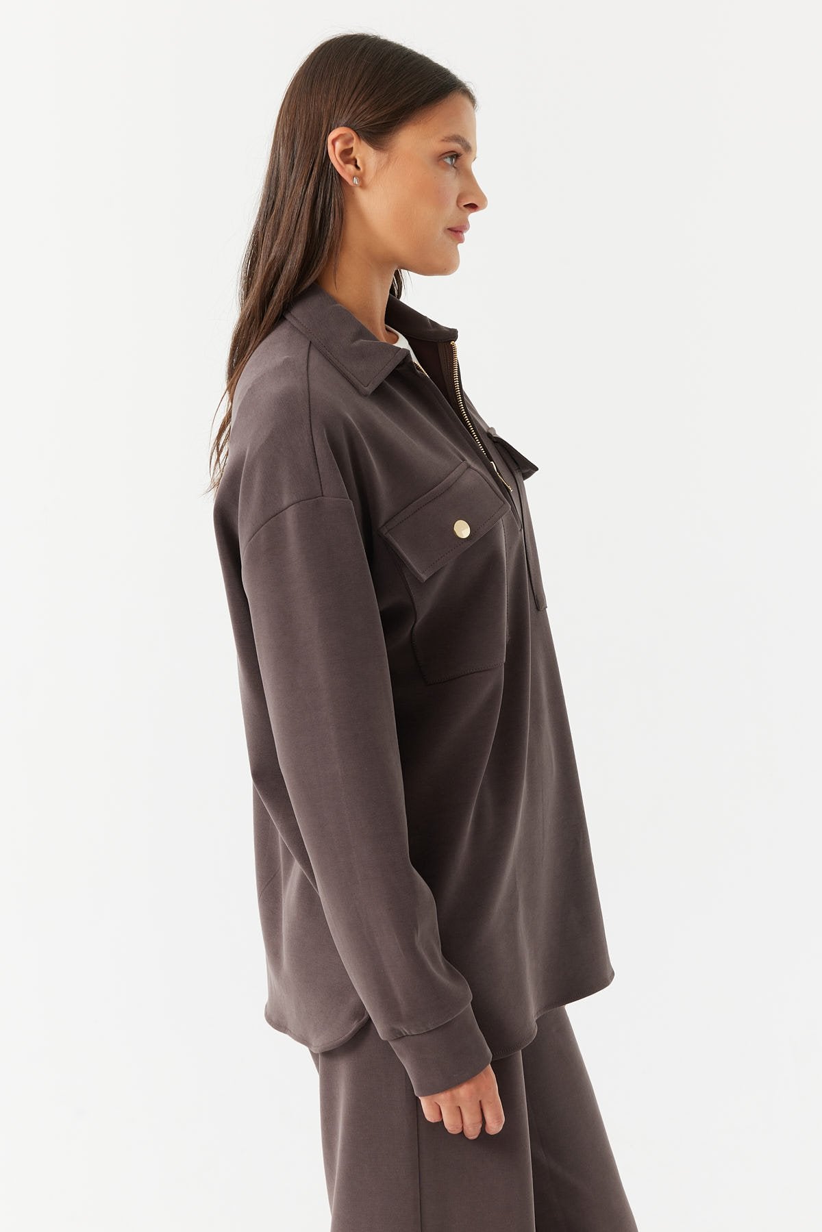 Kadın Kapak Cepli Sweat Üst