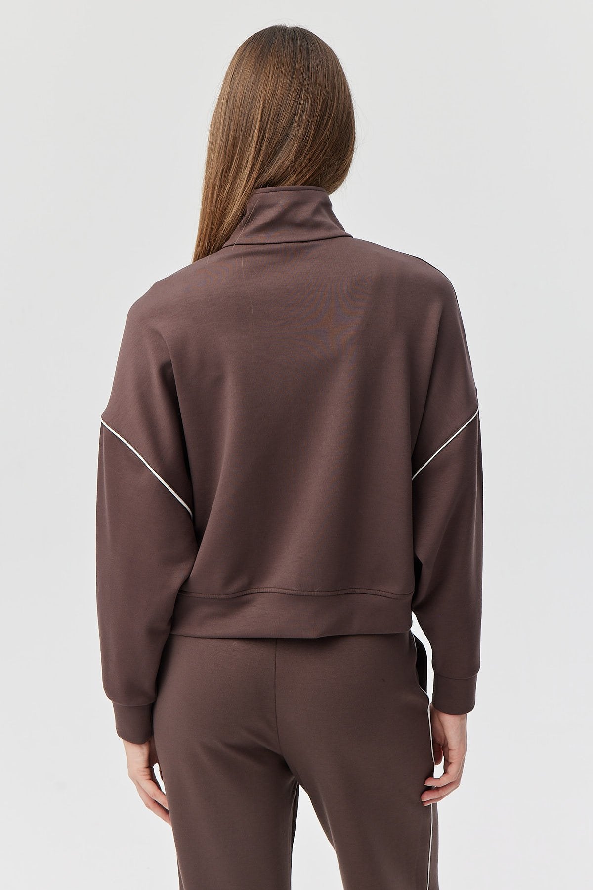 Women's Contrast Detailed Zippered Sweat Top
