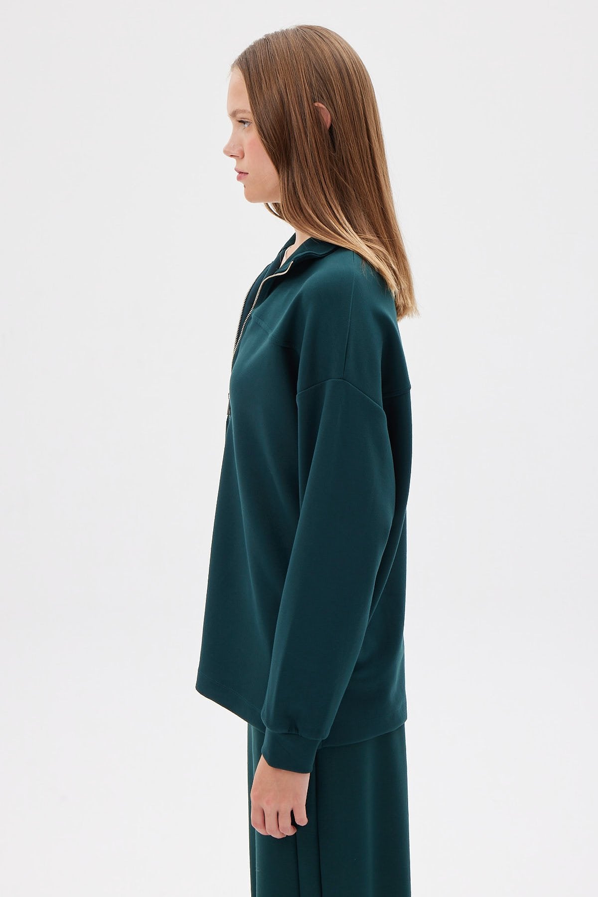 Kadın Yarım Fermuarlı Sweat Üst