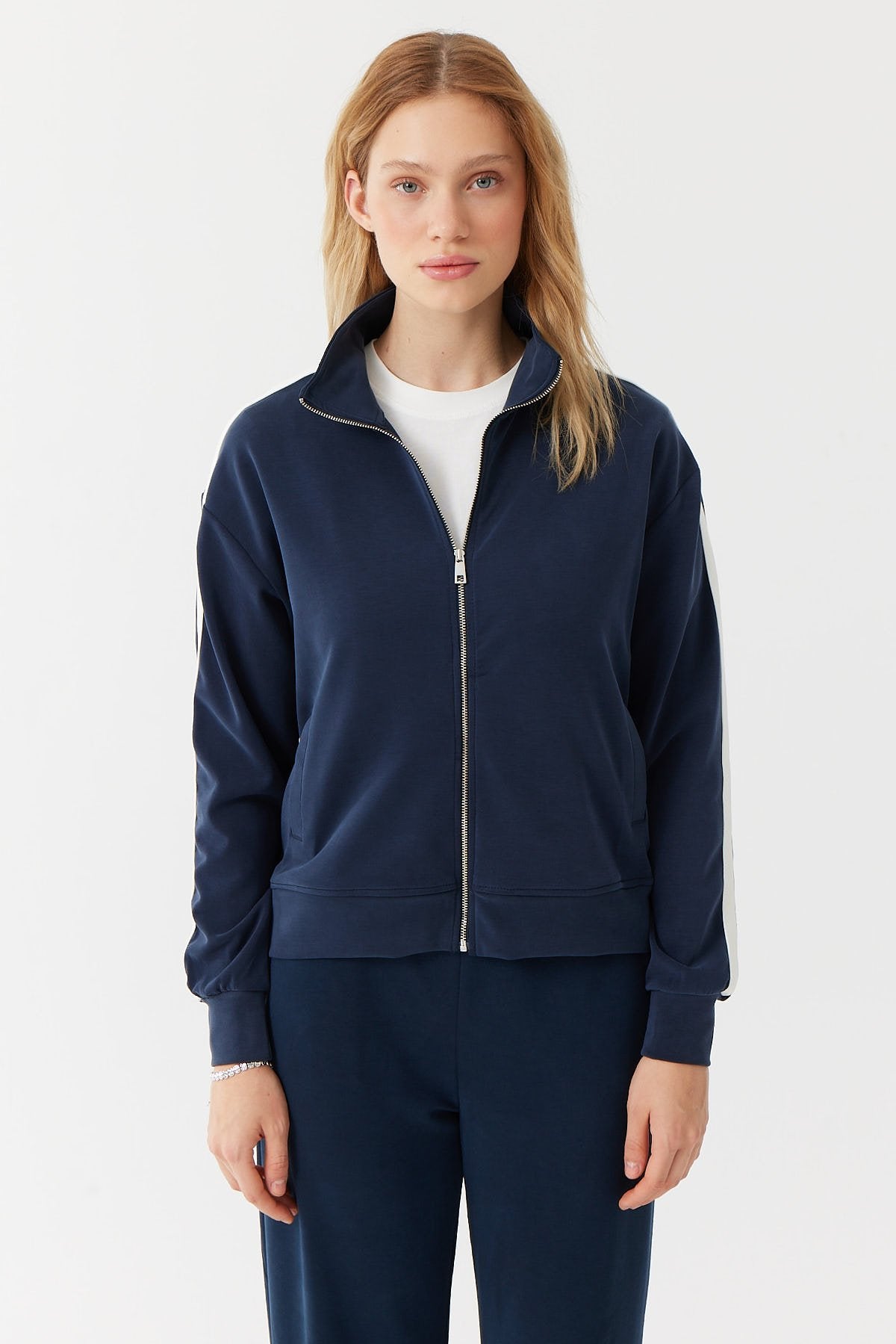 Kadın Şerit Detaylı Sweat Üst