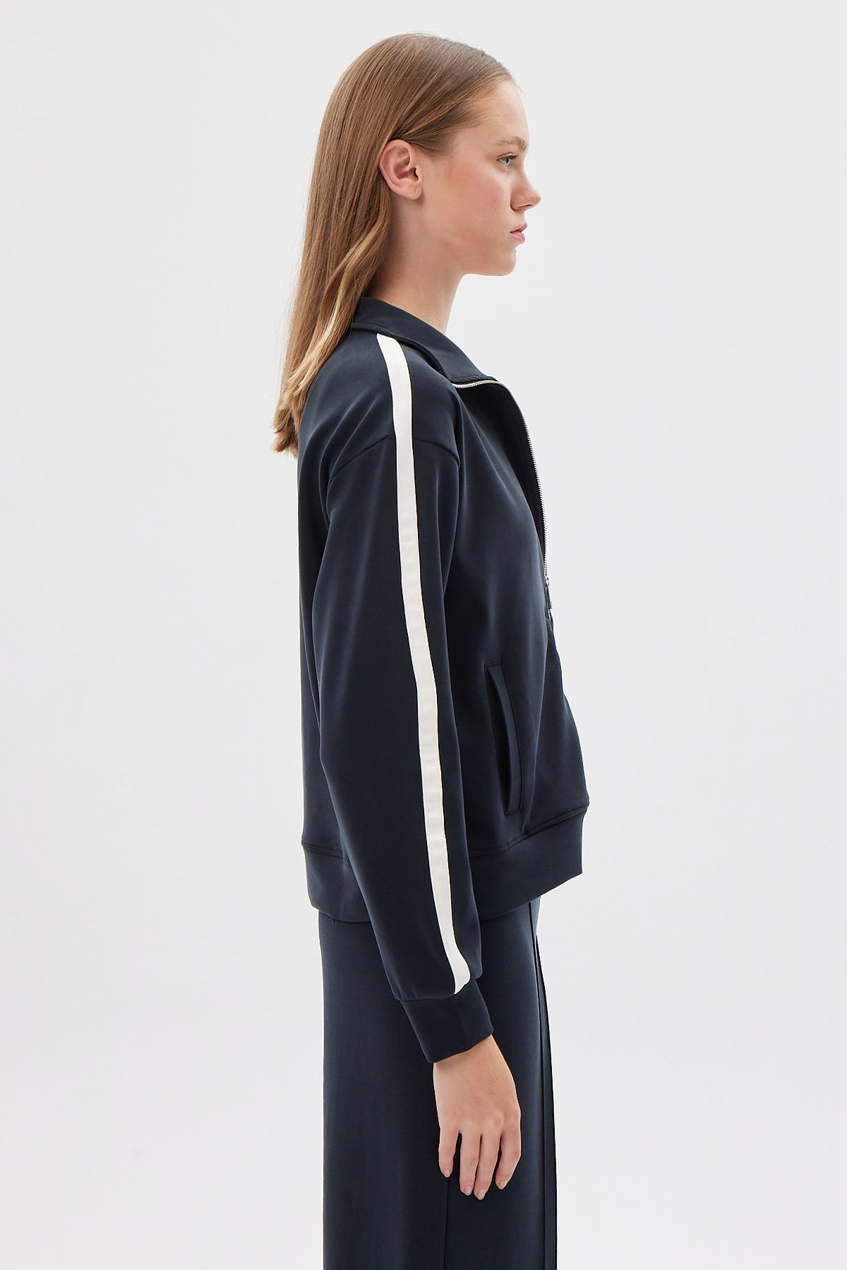 Kadın Şerit Detaylı Sweat Üst