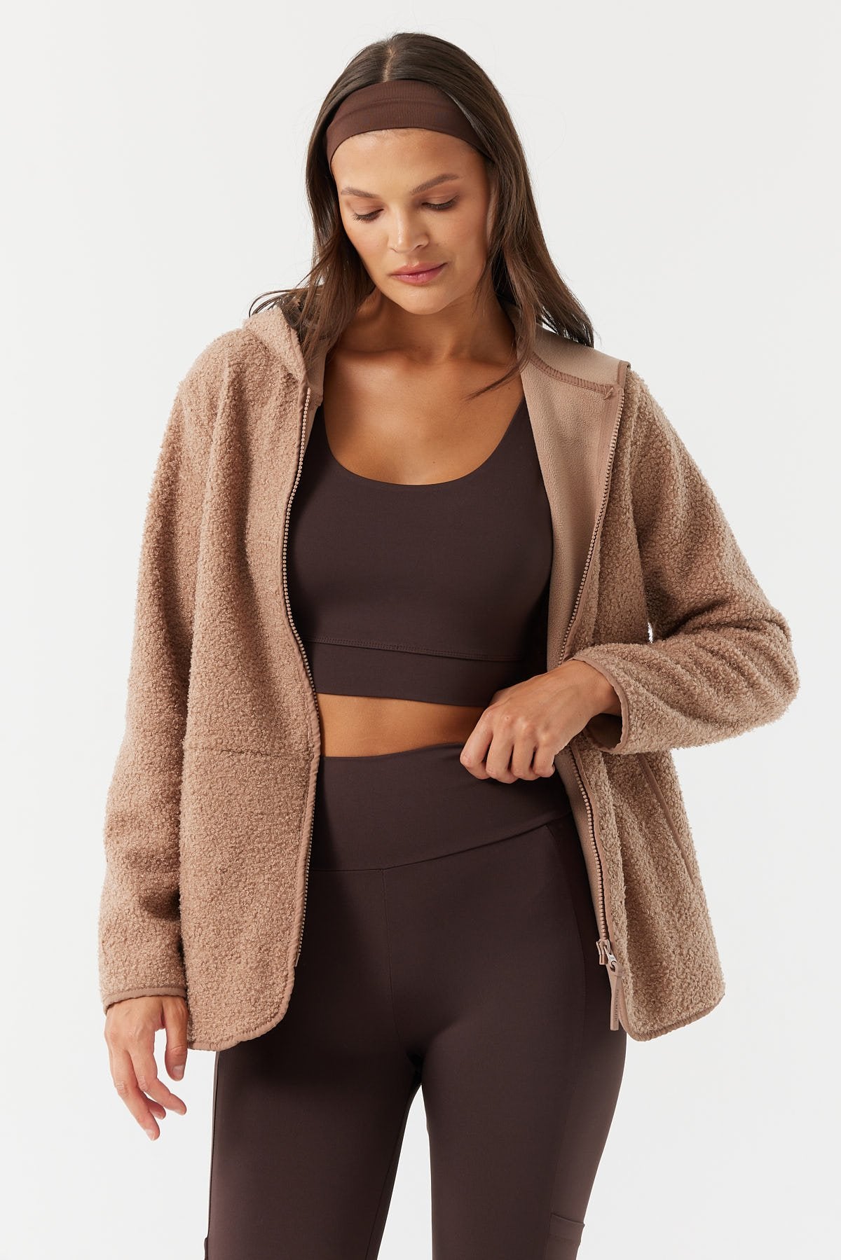 Kadın Yumuşak Dokulu Kapüşonlu Sweat Mont