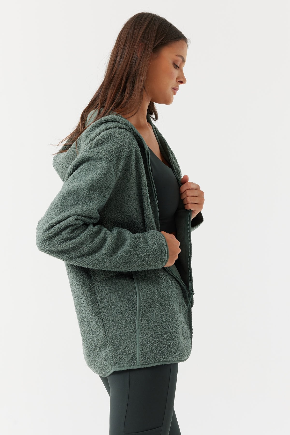 Kadın Yumuşak Dokulu Kapüşonlu Sweat Mont