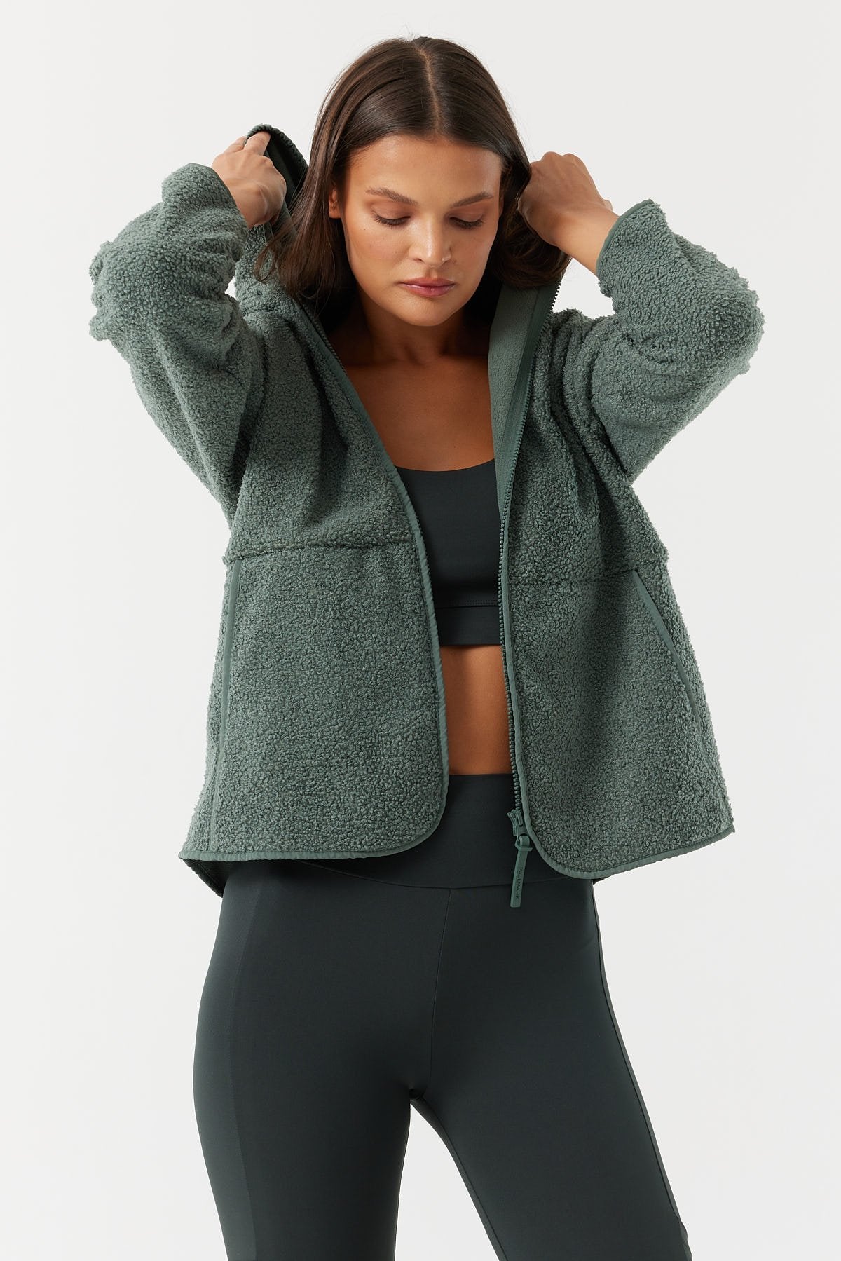 Kadın Yumuşak Dokulu Kapüşonlu Sweat Mont