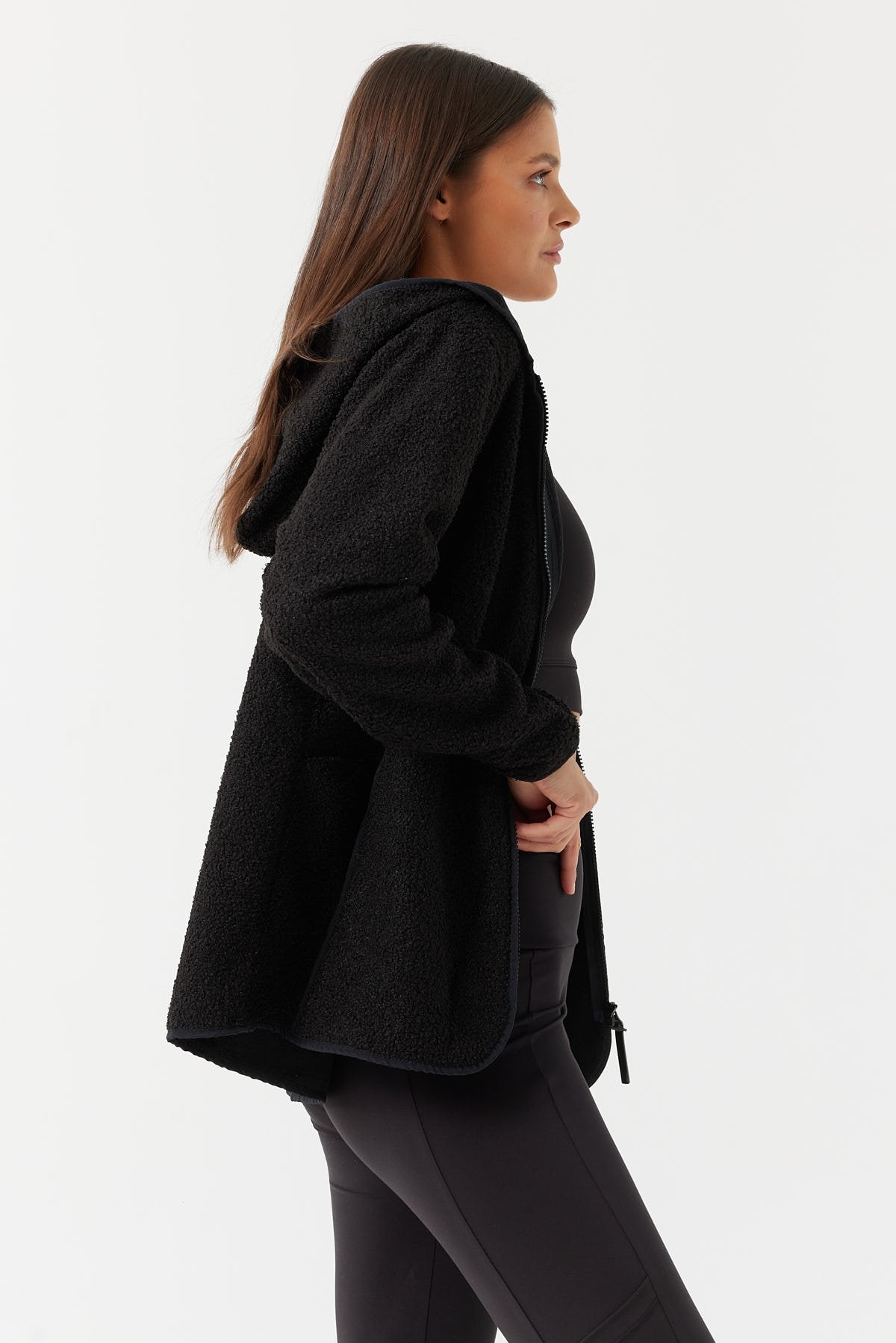 Kadın Yumuşak Dokulu Kapüşonlu Sweat Mont