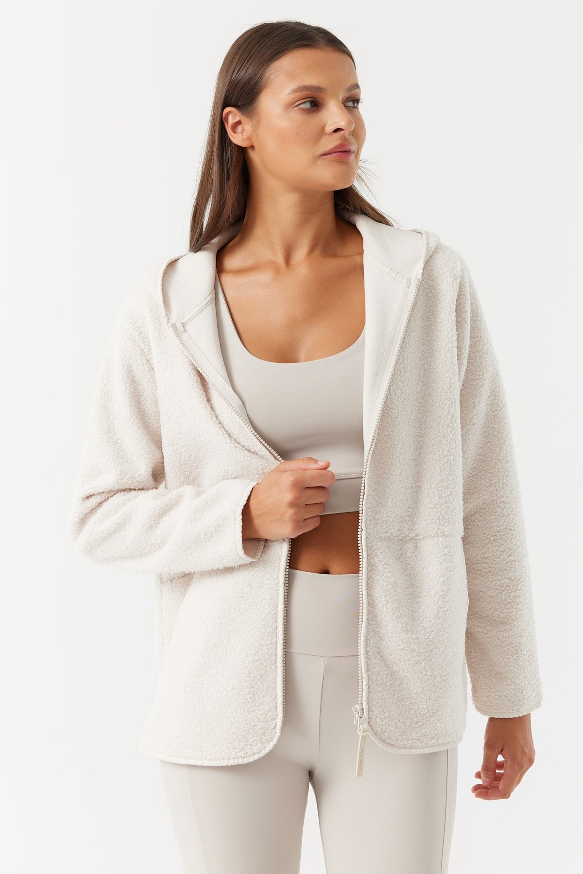 Kadın Yumuşak Dokulu Kapüşonlu Sweat Mont