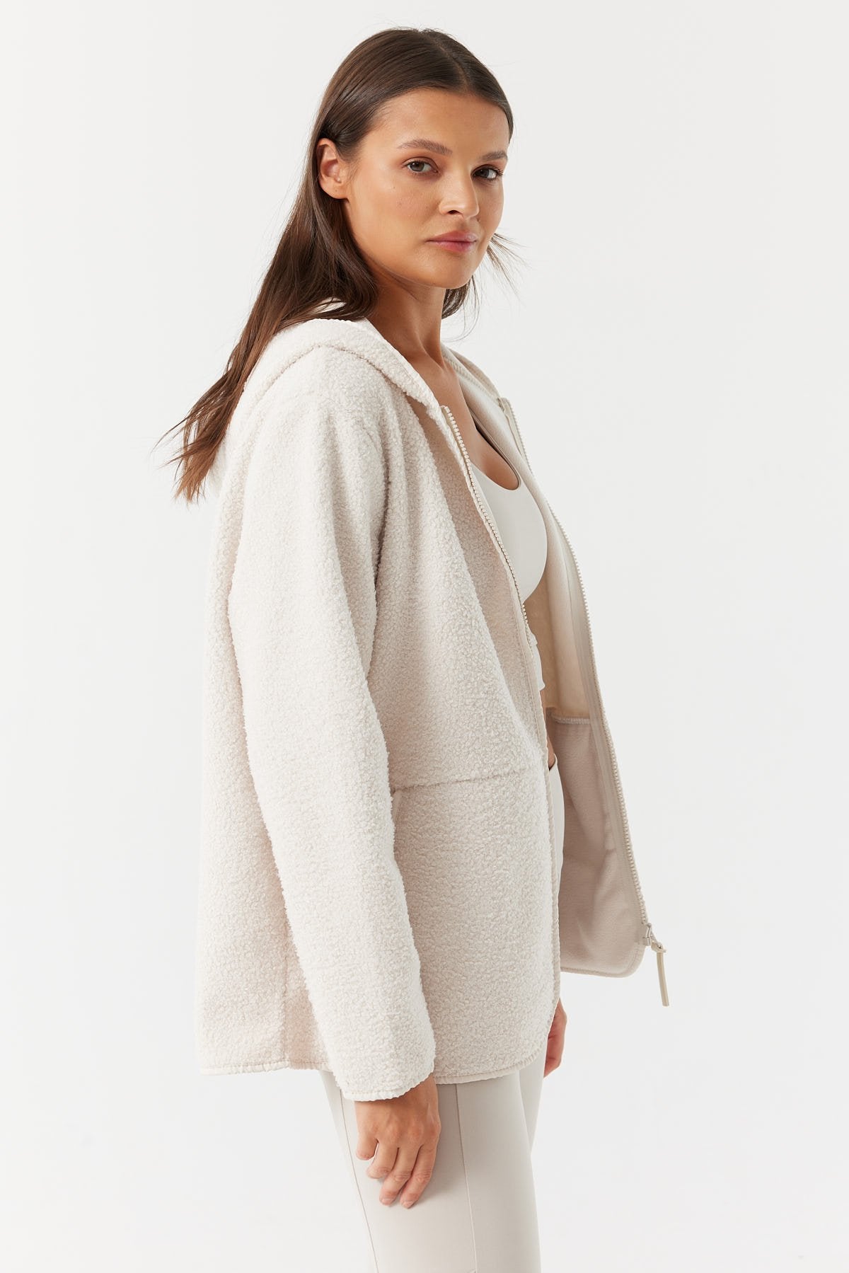 Kadın Yumuşak Dokulu Kapüşonlu Sweat Mont