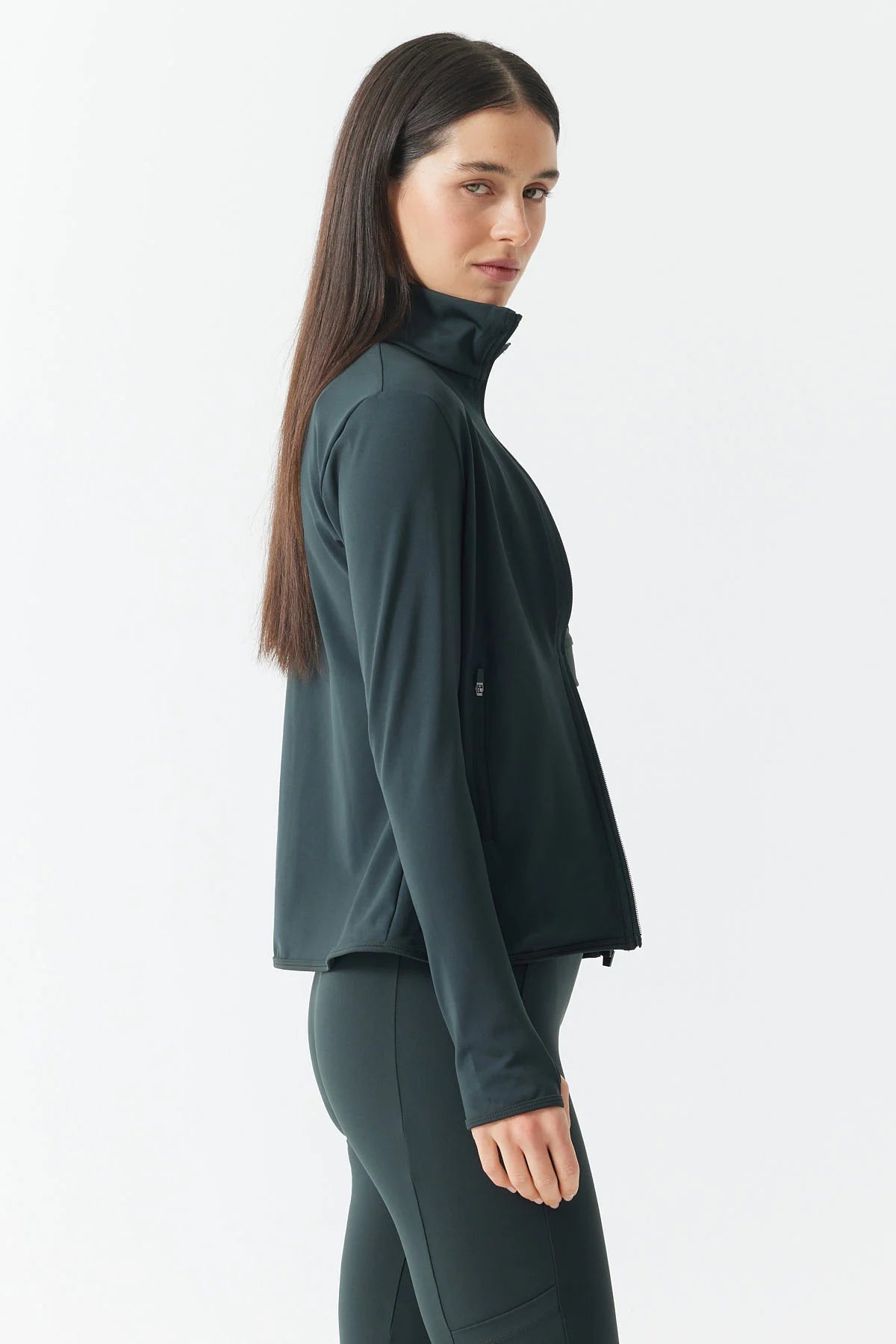 Women's Glove Detailed Zippered Thin Sweat Coat