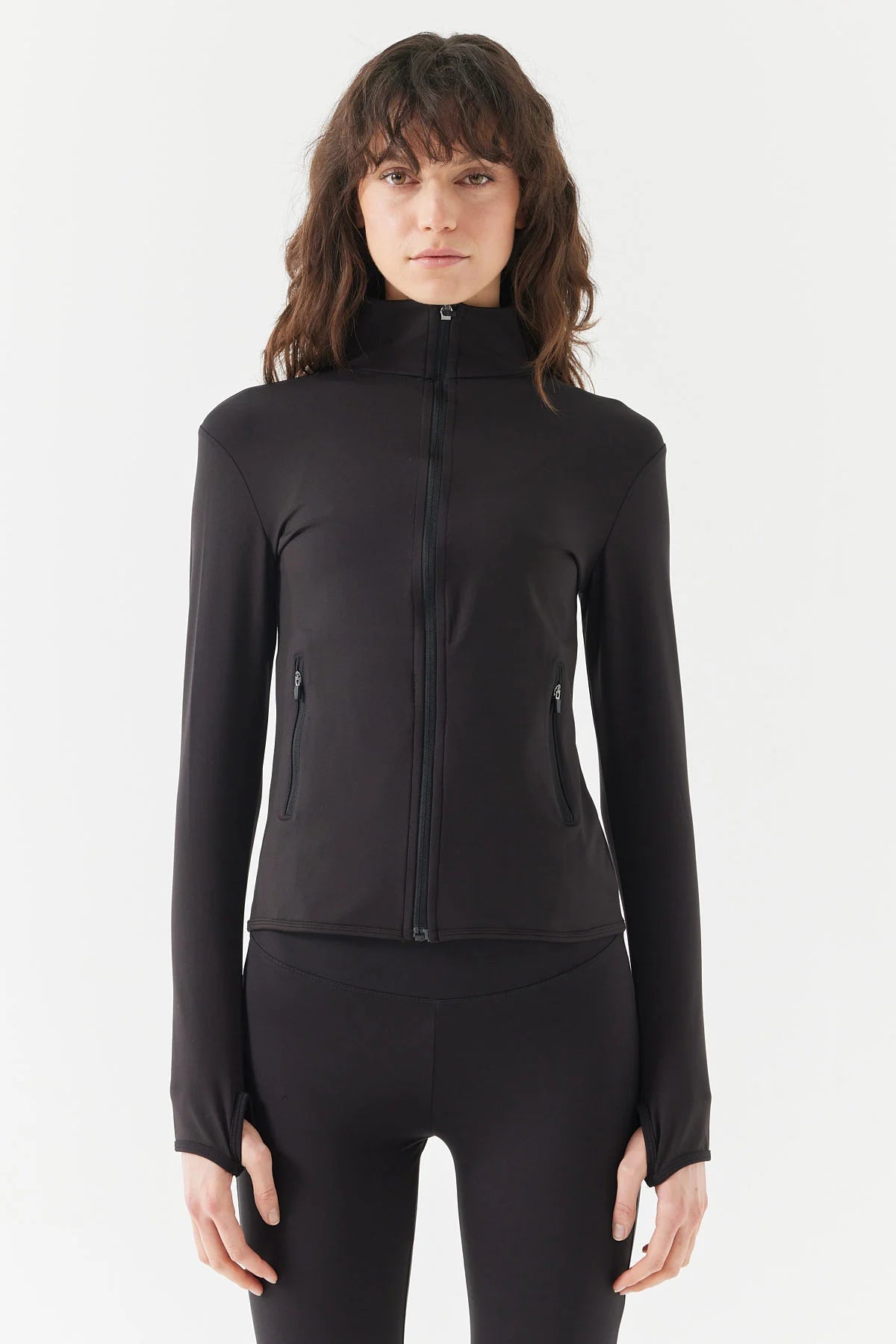 Women's Glove Detailed Zippered Thin Sweat Coat