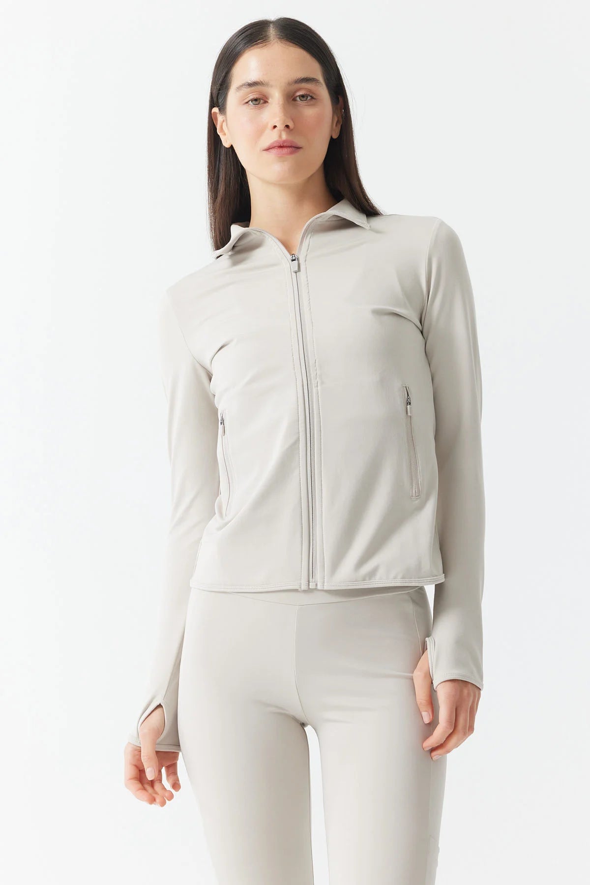 Women's Glove Detailed Zippered Thin Sweat Coat