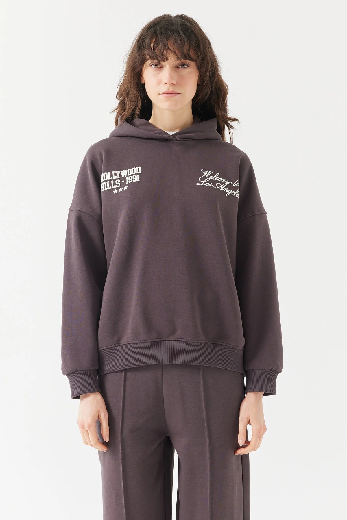 Kadın Sırt Baskılı Kapüşonlu Sweatshirt