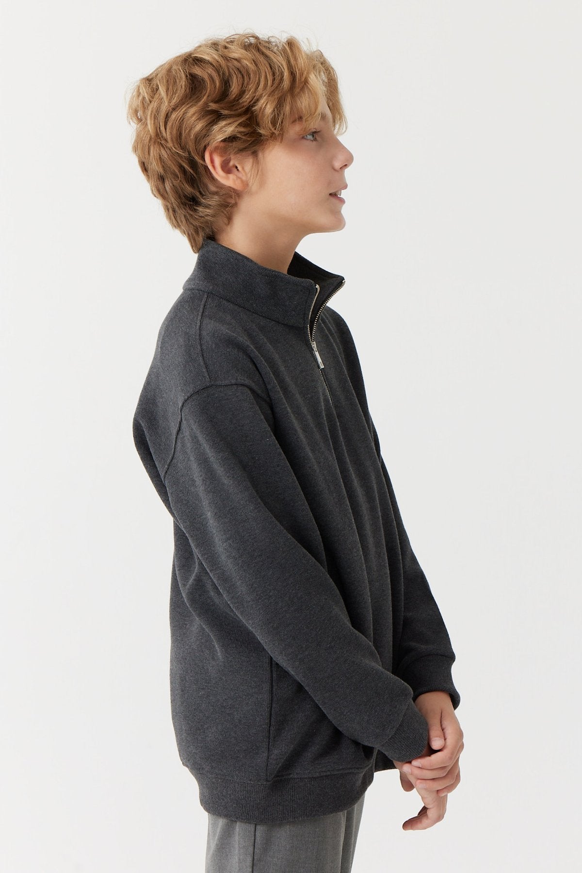 Erkek Çocuk Yakası Fermuarlı Sweat Üst