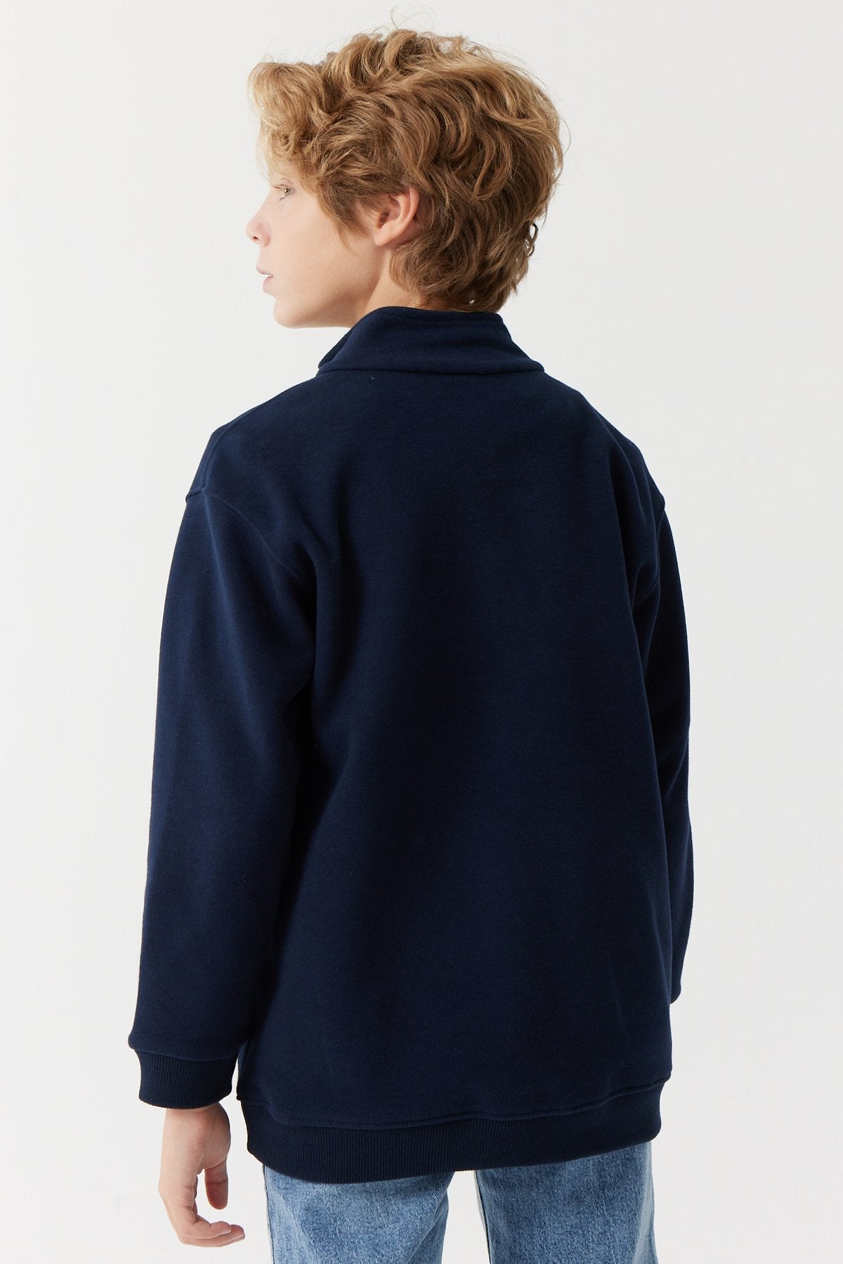 Erkek Çocuk Yakası Fermuarlı Sweat Üst