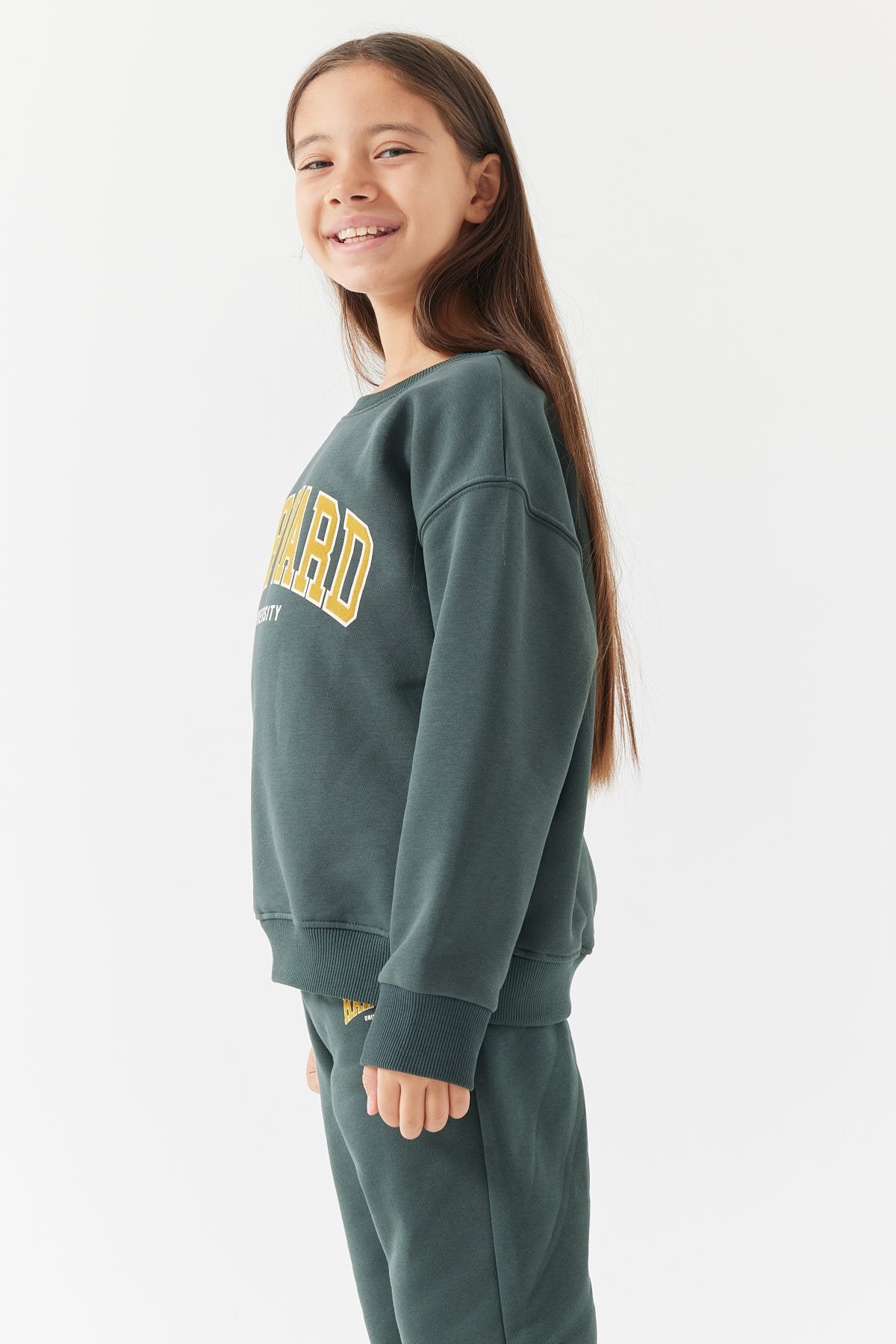 Kız Çocuk Yazı Baskılı Sweatshirt
