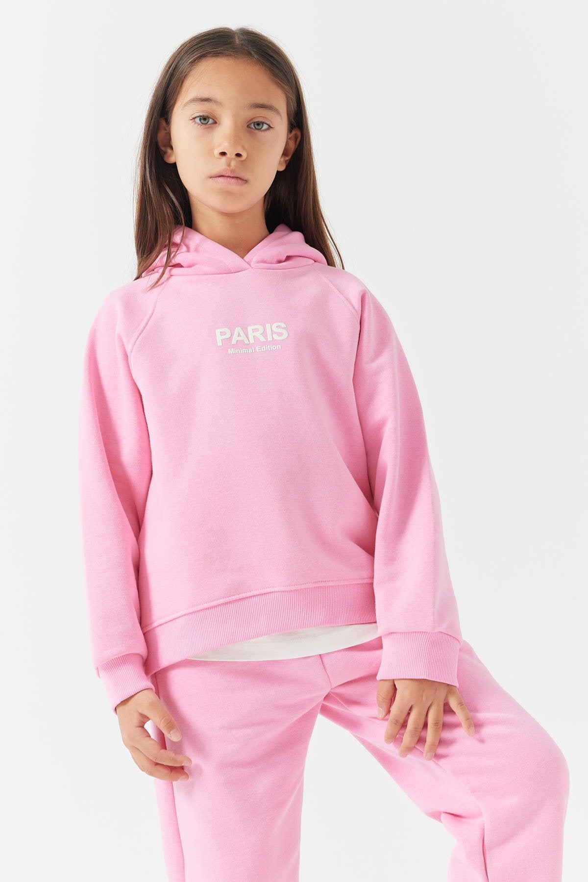 Kız Çocukları İçin Metin Baskılı Kapüşonlu Sweatshirt