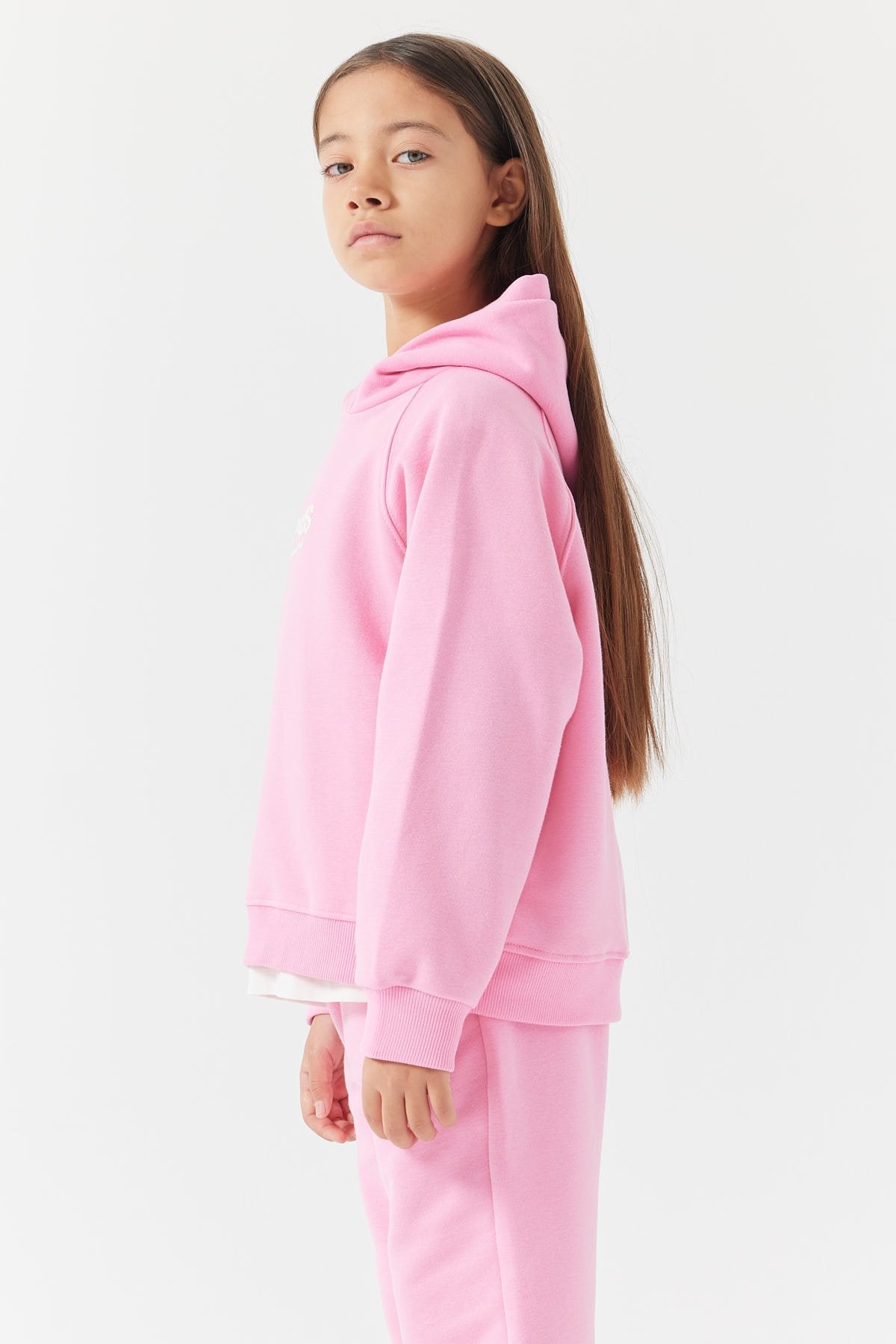 Kız Çocukları İçin Metin Baskılı Kapüşonlu Sweatshirt