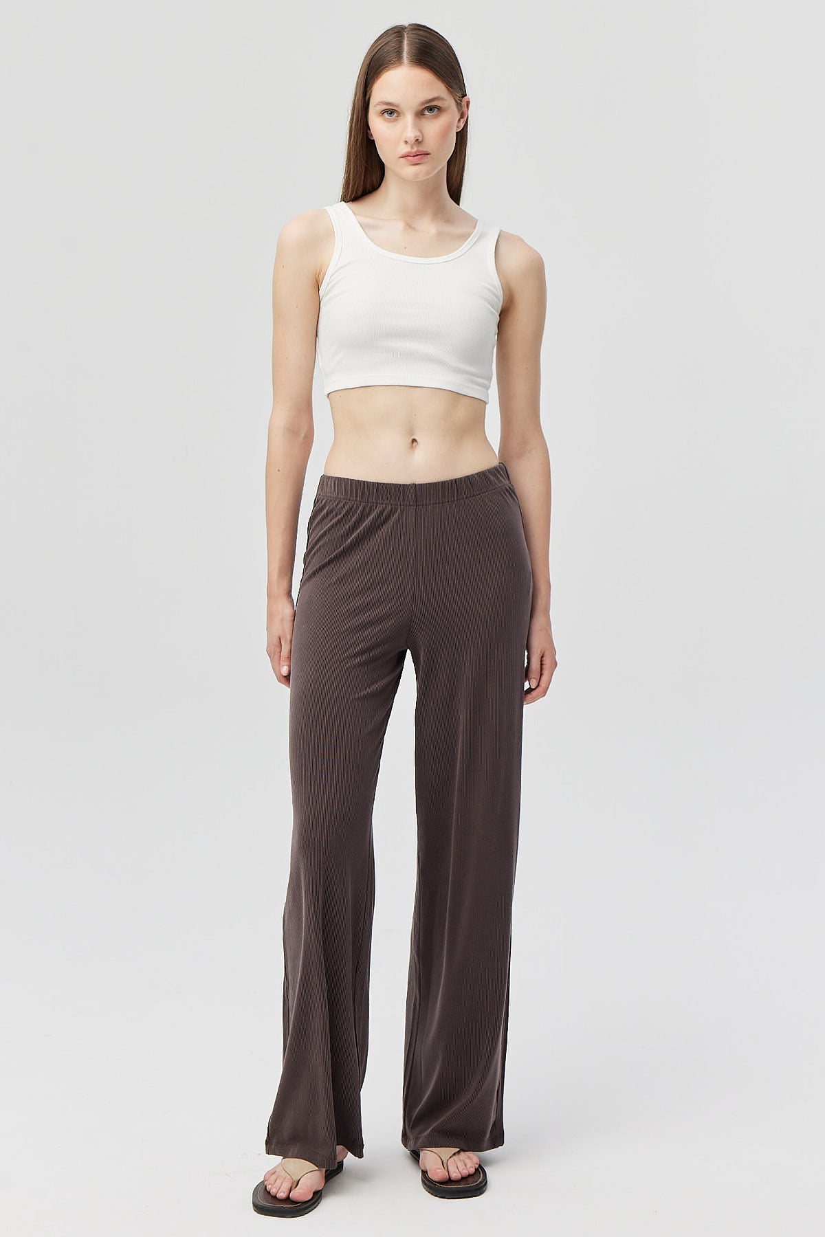 بنطلون نسائي محبوك رفيع مضلع