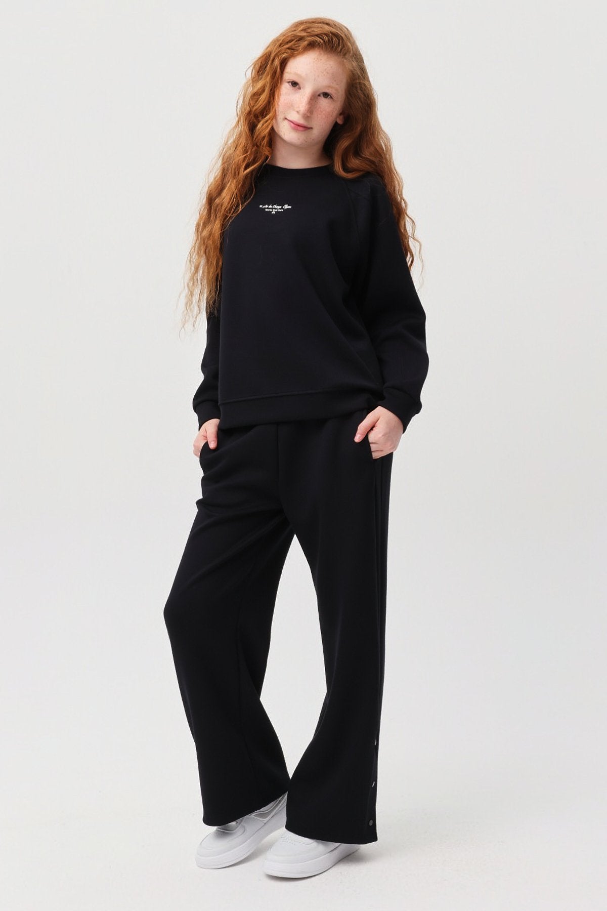 Kız Çocuk Paça Detaylı Sweat Alt