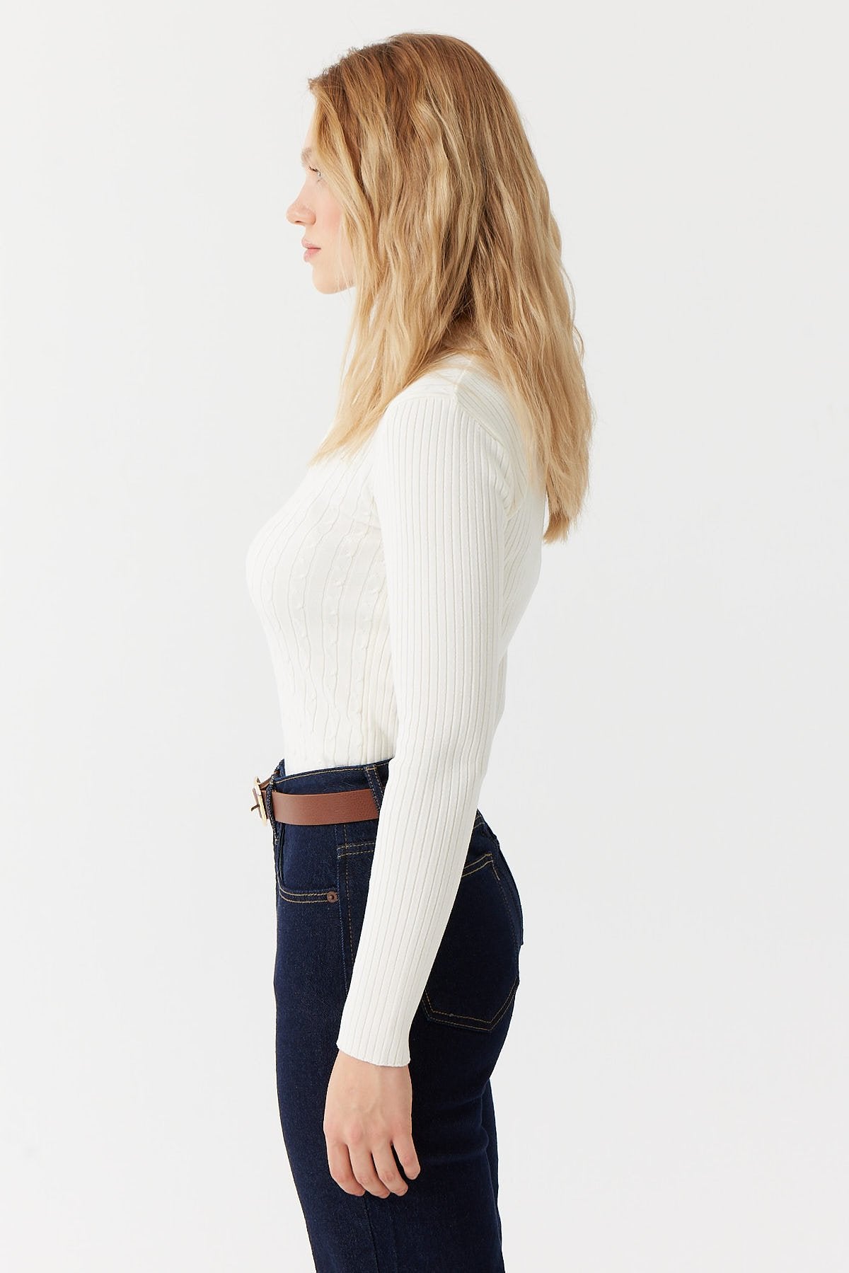 سویتر صوفي نسائية محبوكة من الشعر بياقة بولو