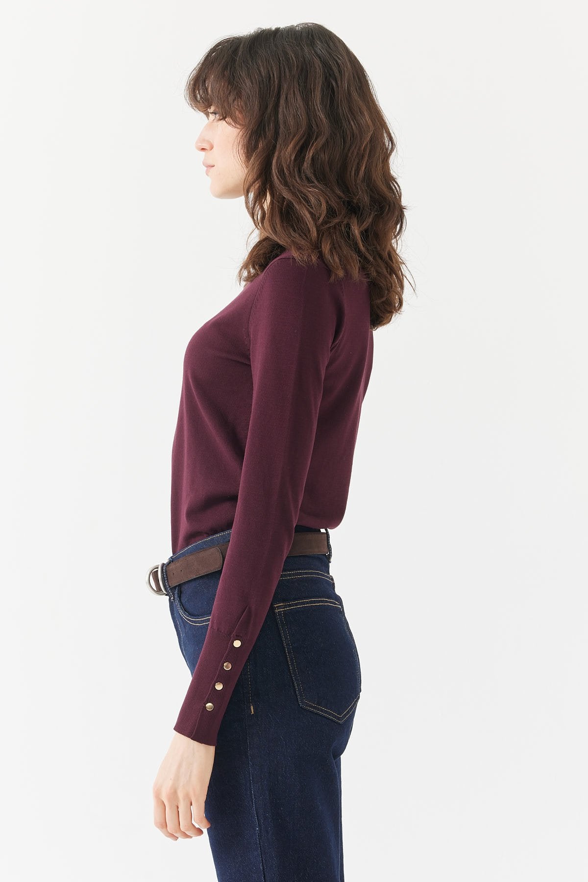 Kadın Yarım Balıkçı Yaka Örgü Kazak