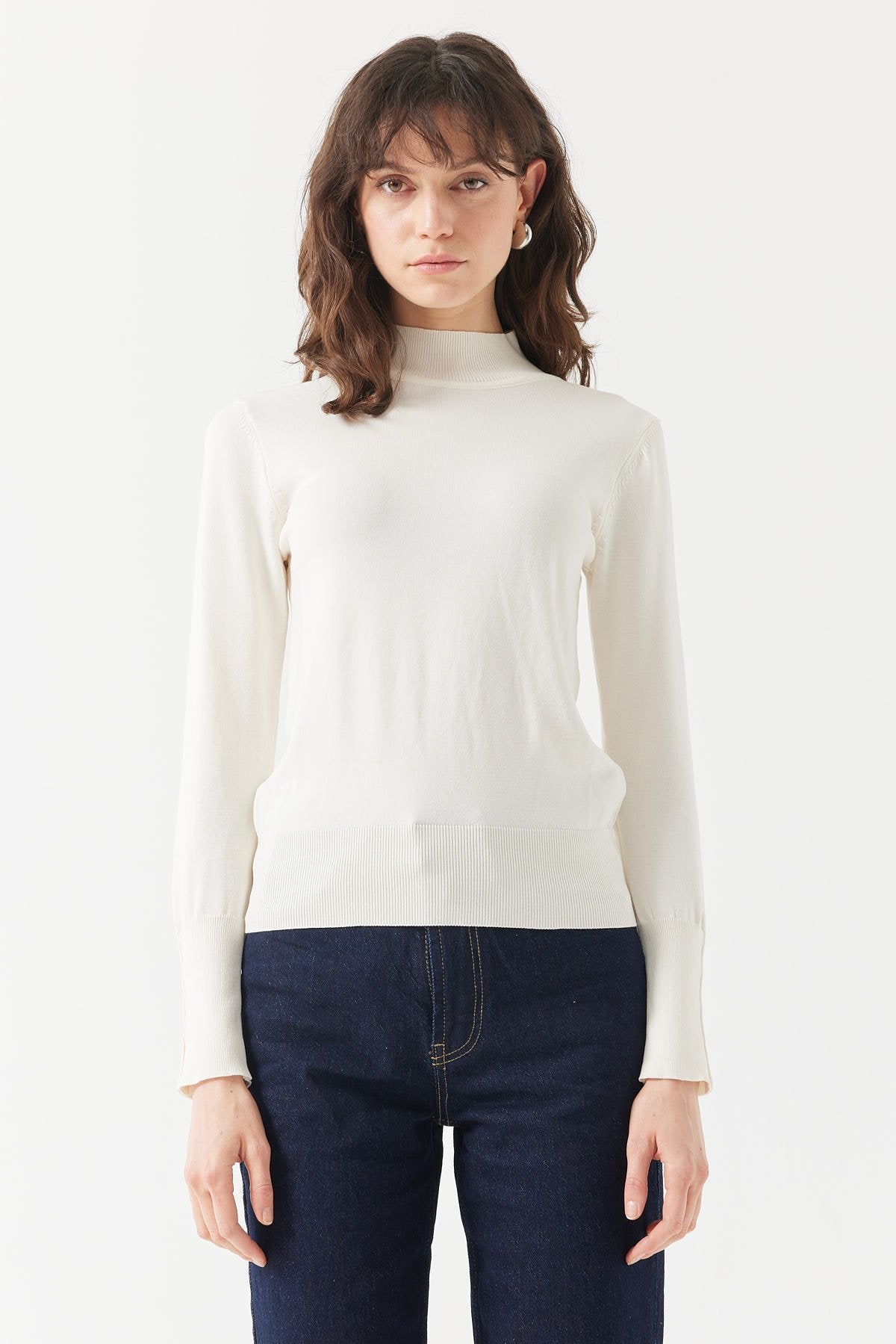 Kadın Yarım Balıkçı Yaka Örgü Kazak