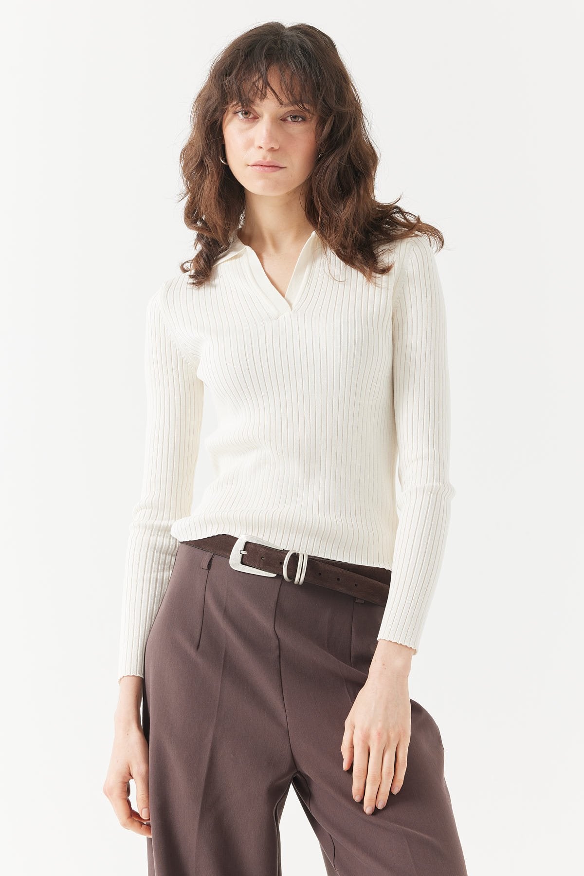 Kadın Polo Yaka Triko Kazak