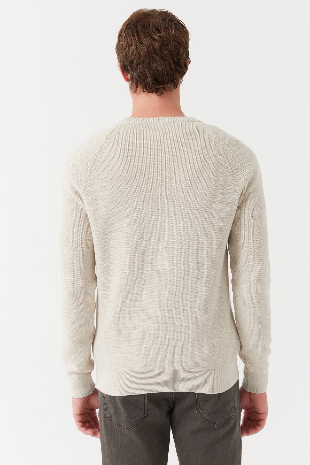 Men's Crew Neck Ribbed Knit Sweater
