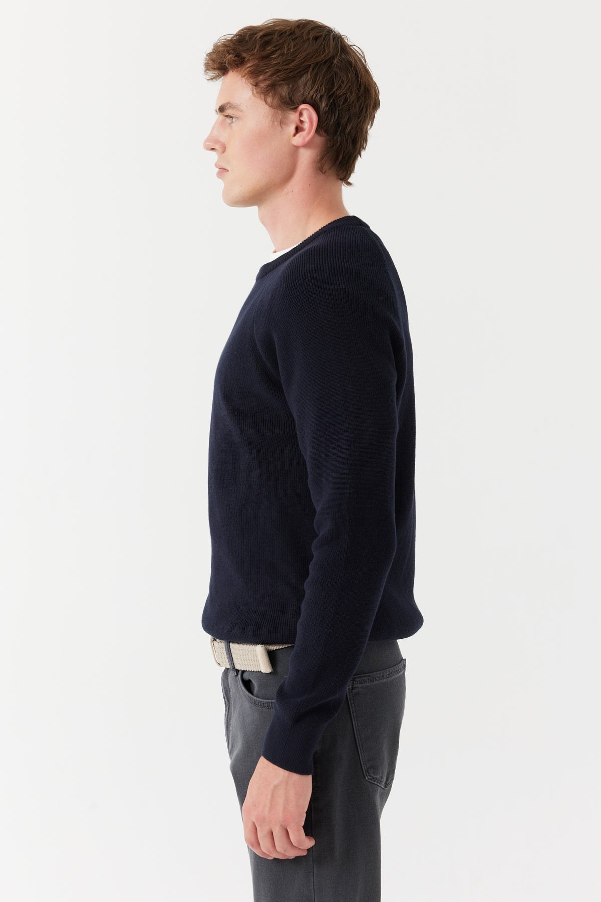 سویتر صوفي رجالية محبوكة مضلعة برقبة دائرية